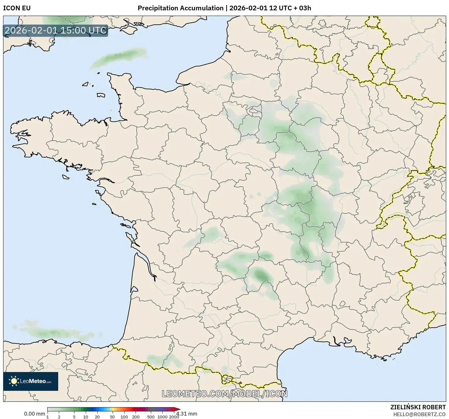ICON model - France, Precipitation Accumulation