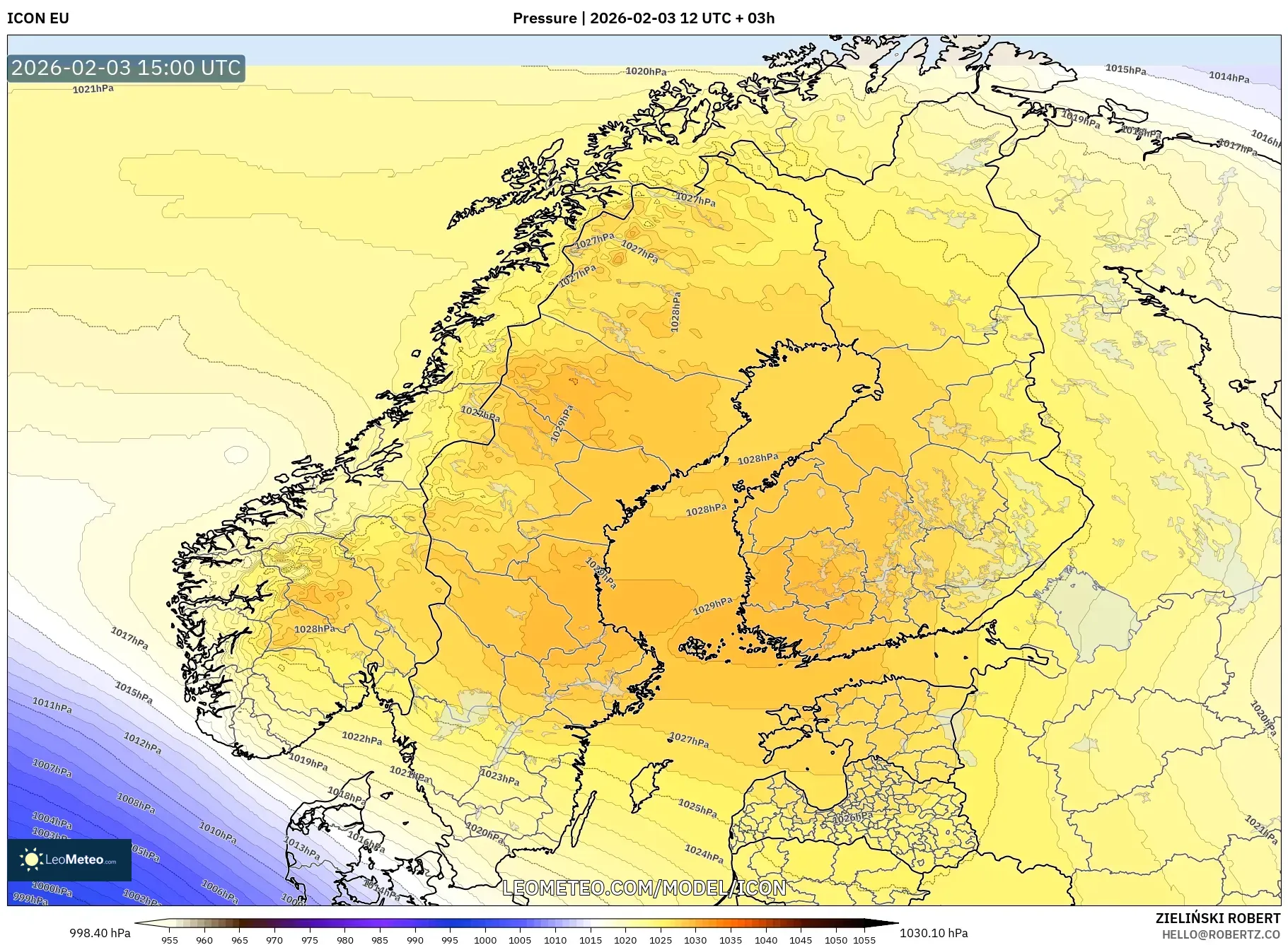 ICON model - Scandinavia, Pressure