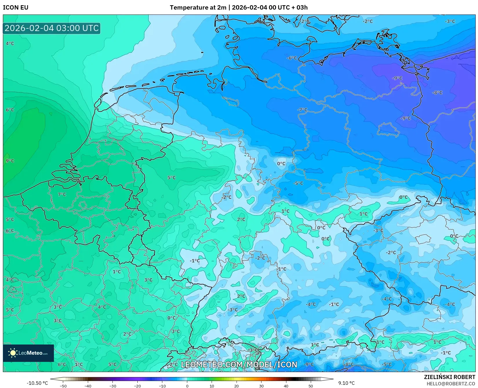 ICON model - Germany, Temperature at 2m