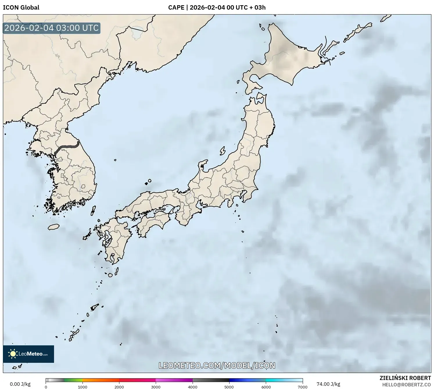 ICON model - Japan, CAPE