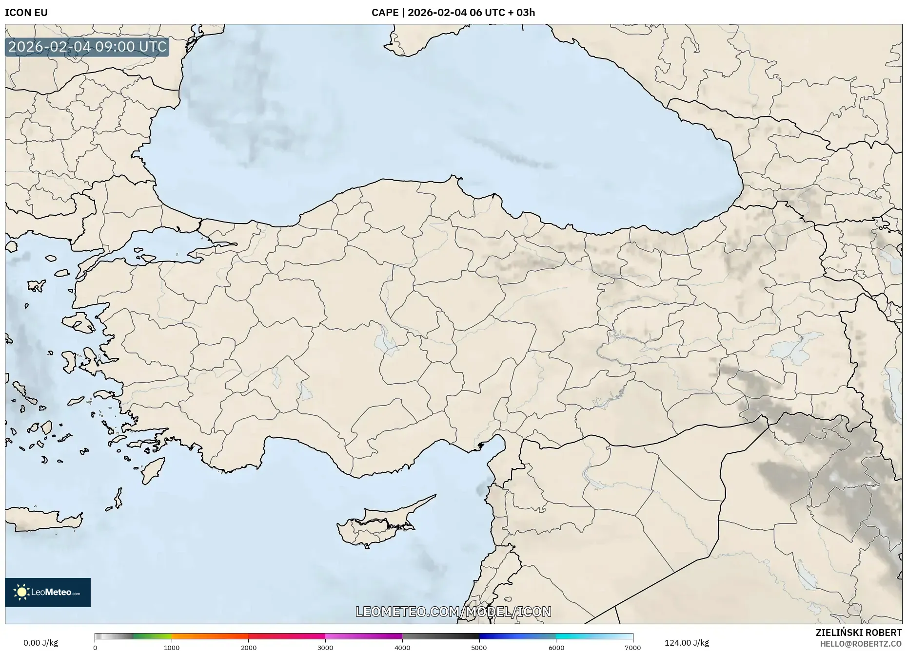 ICON model - Turkey, CAPE