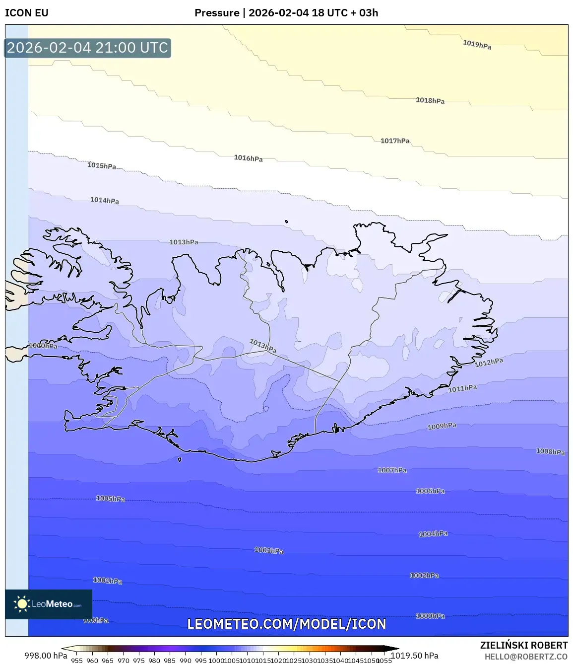 ICON model - Iceland, Pressure