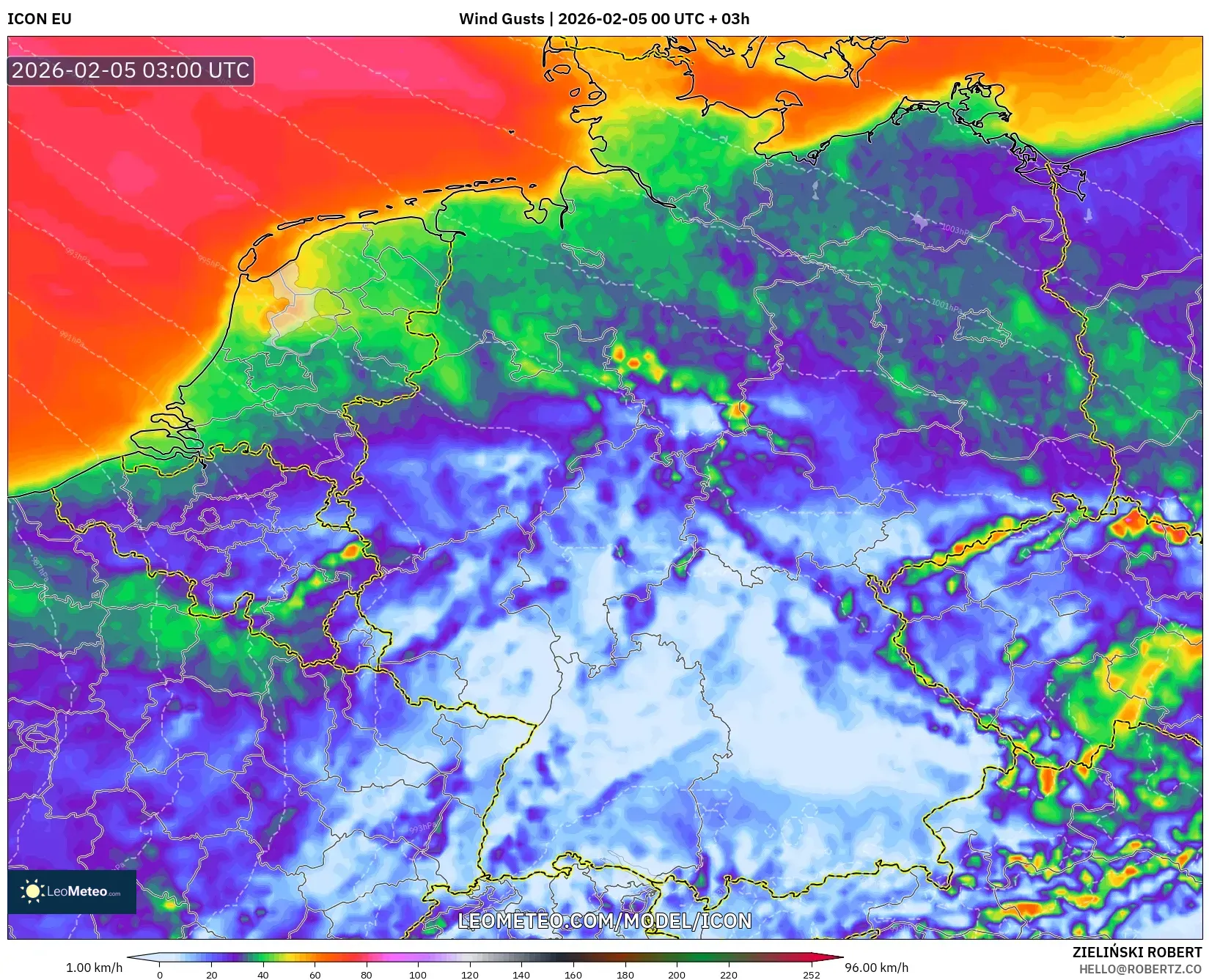 ICON model - Germany, Wind Gusts
