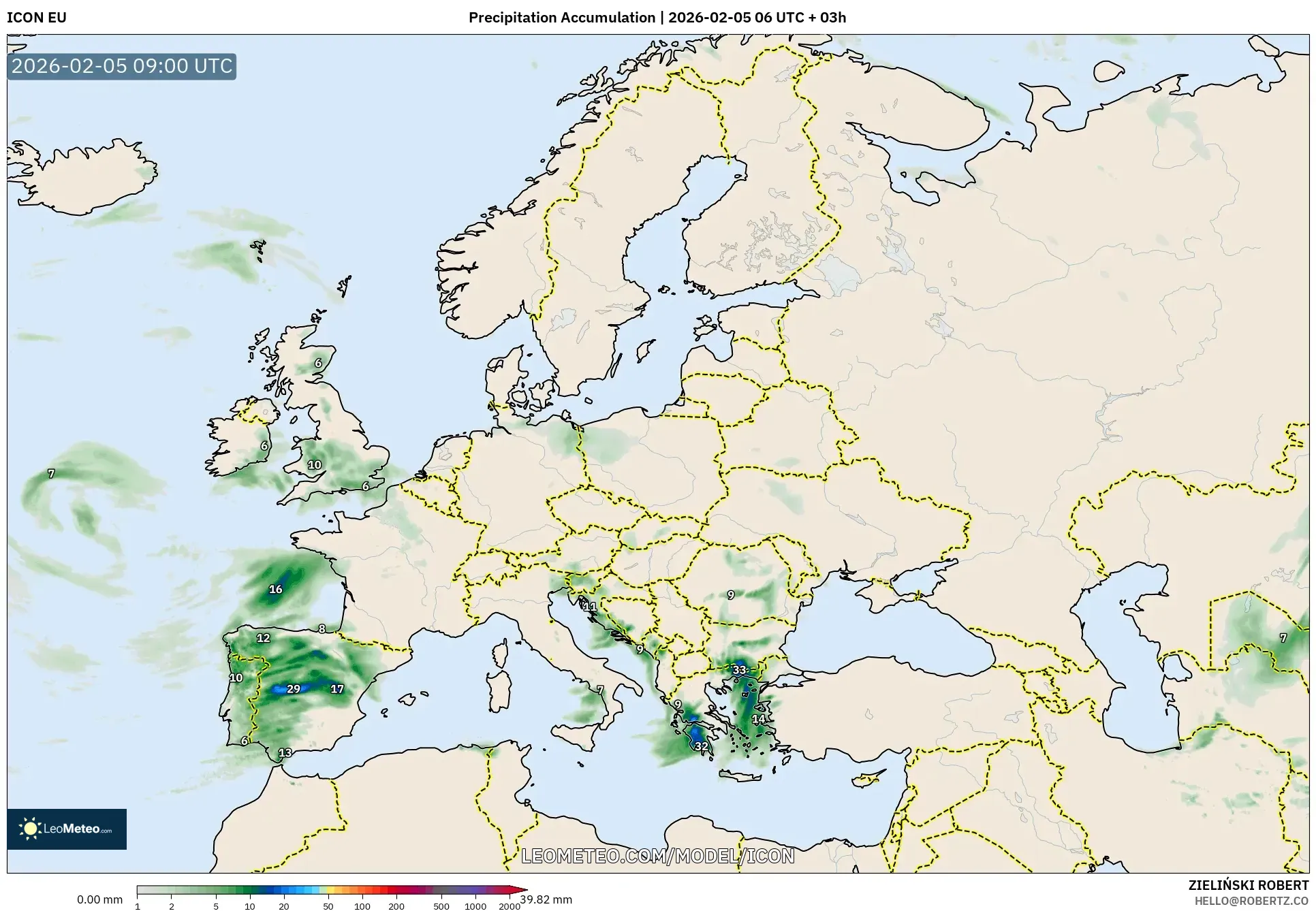 ICON model - Europe, Precipitation Accumulation