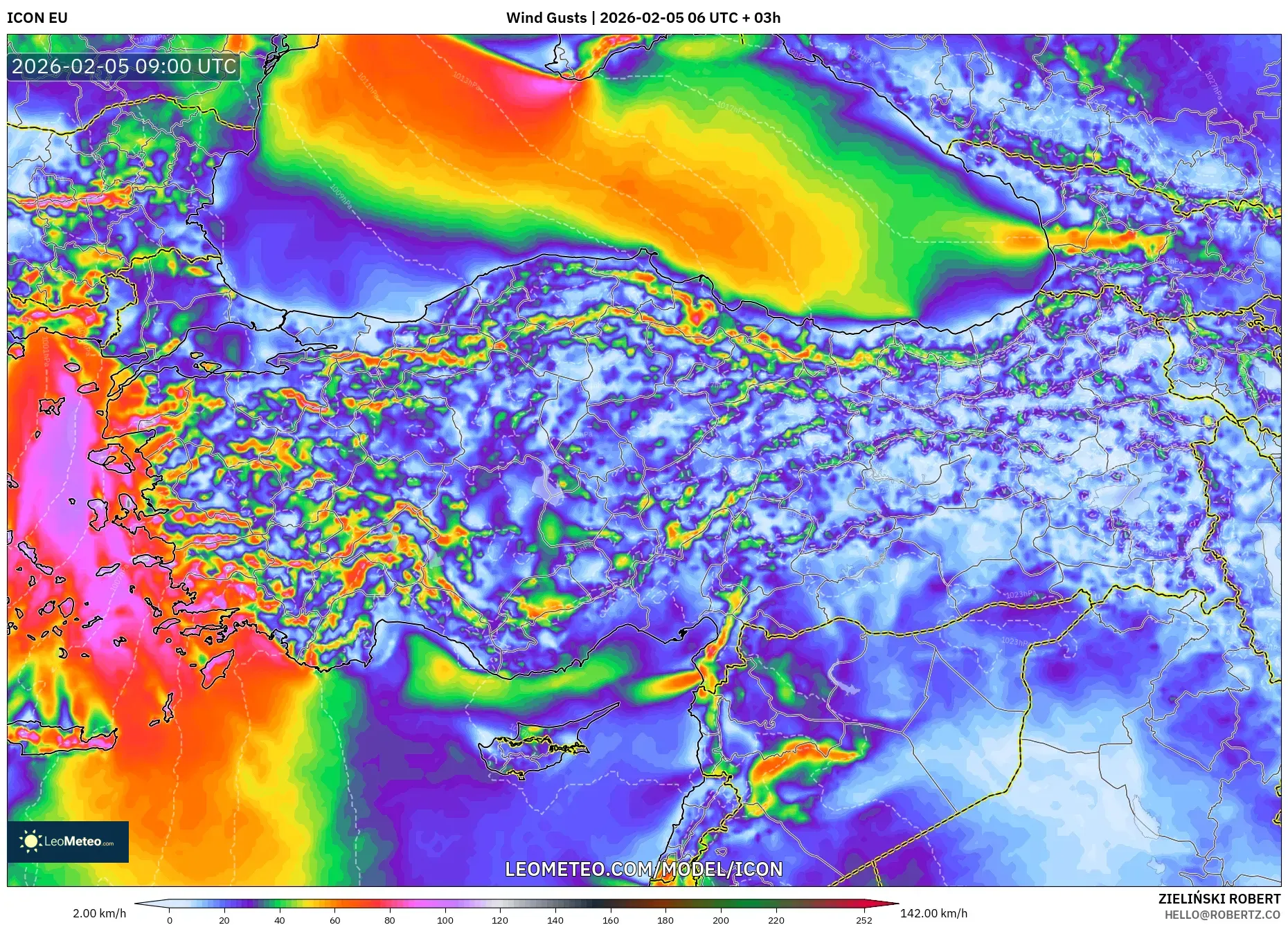 ICON model - Turkey, Wind Gusts