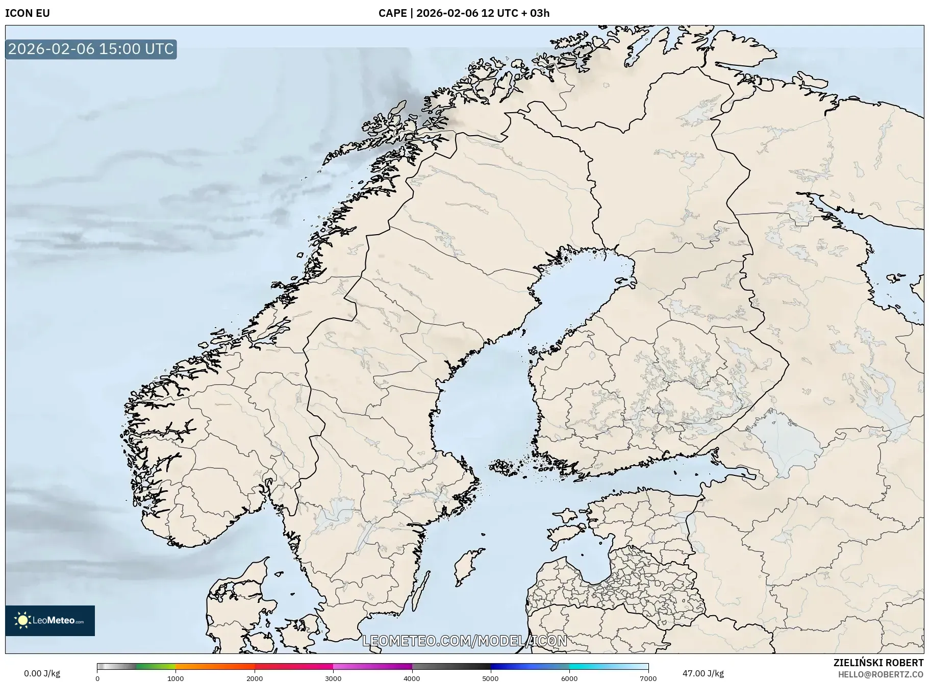 ICON model - Scandinavia, CAPE