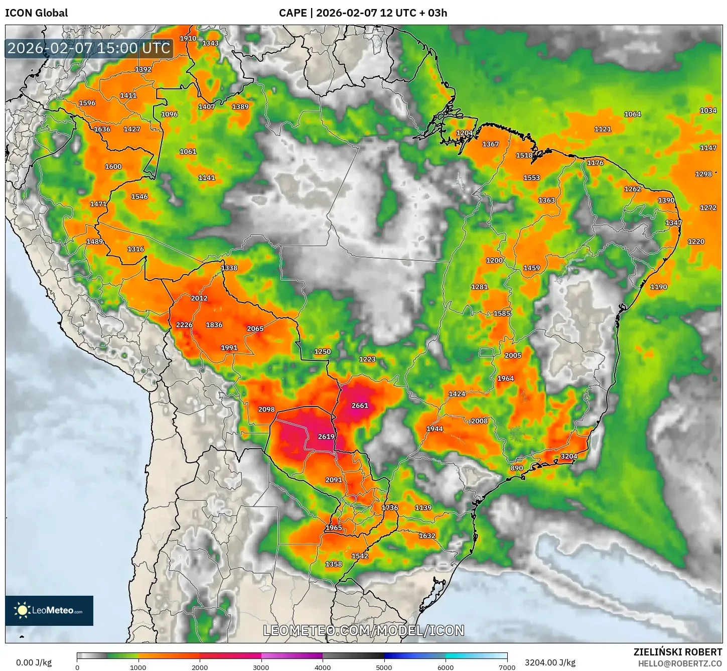 ICON model - Brazil, CAPE