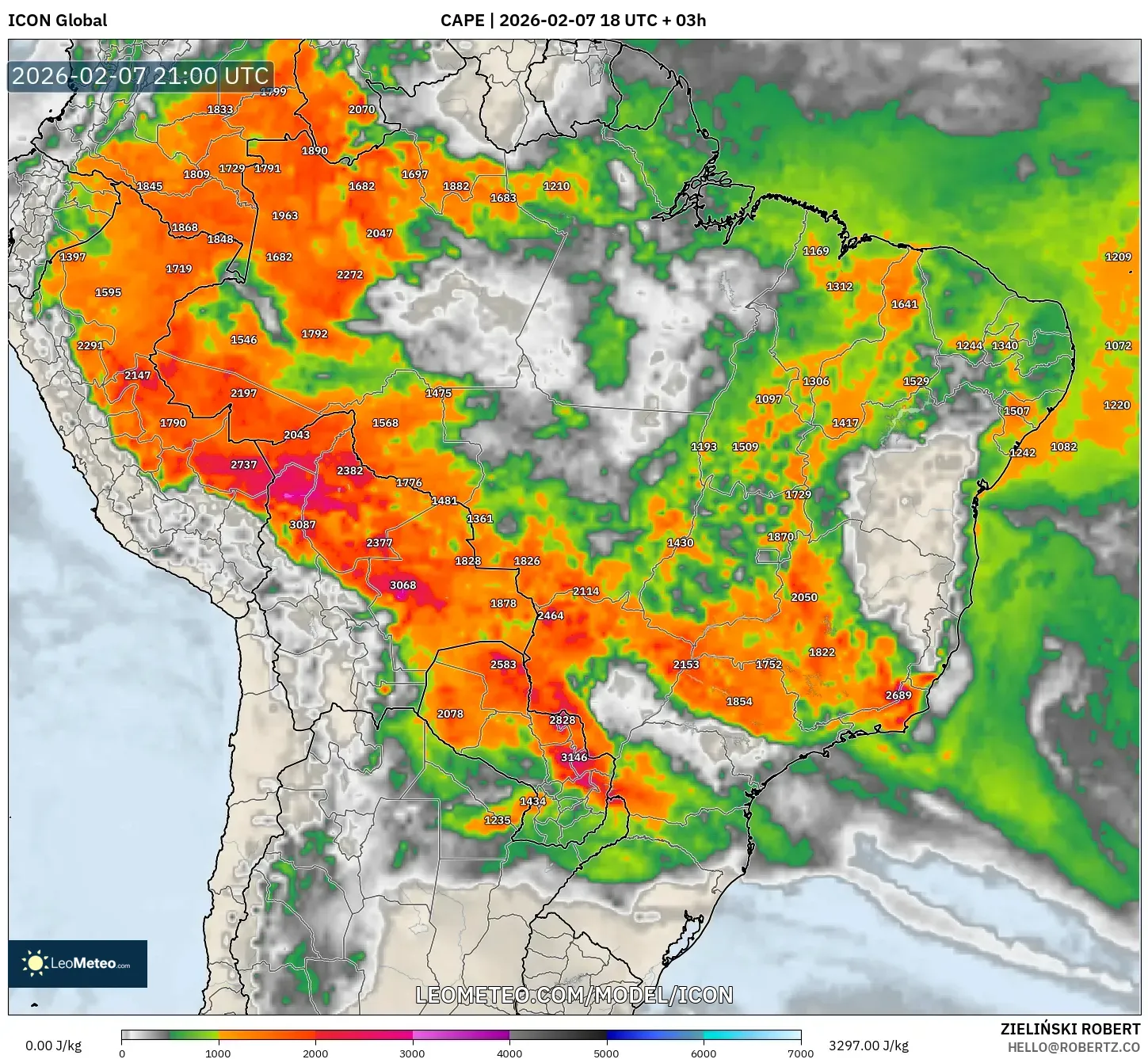 ICON model - Brazil, CAPE