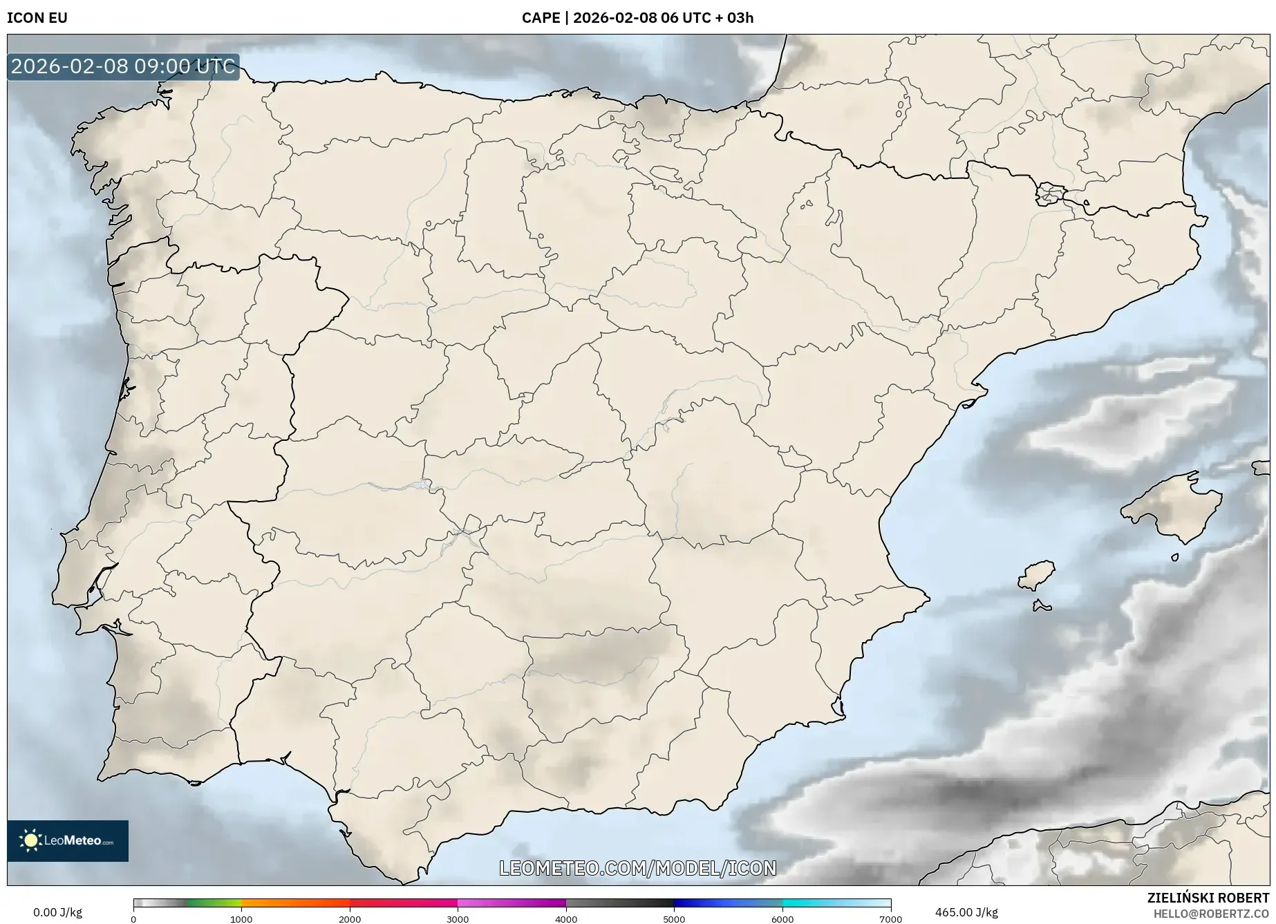 ICON model - Spain, CAPE