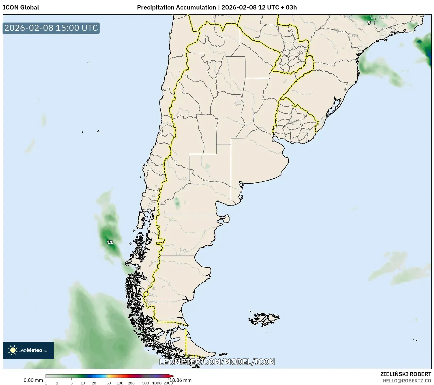 ICON model - Argentina, Precipitation Accumulation