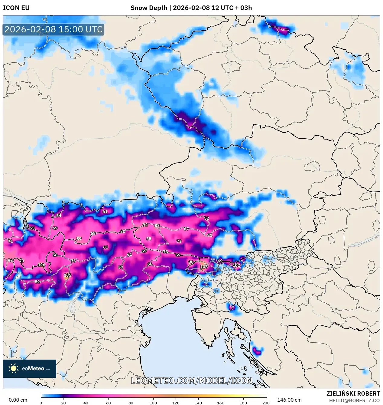 ICON model - Austria, Snow Depth
