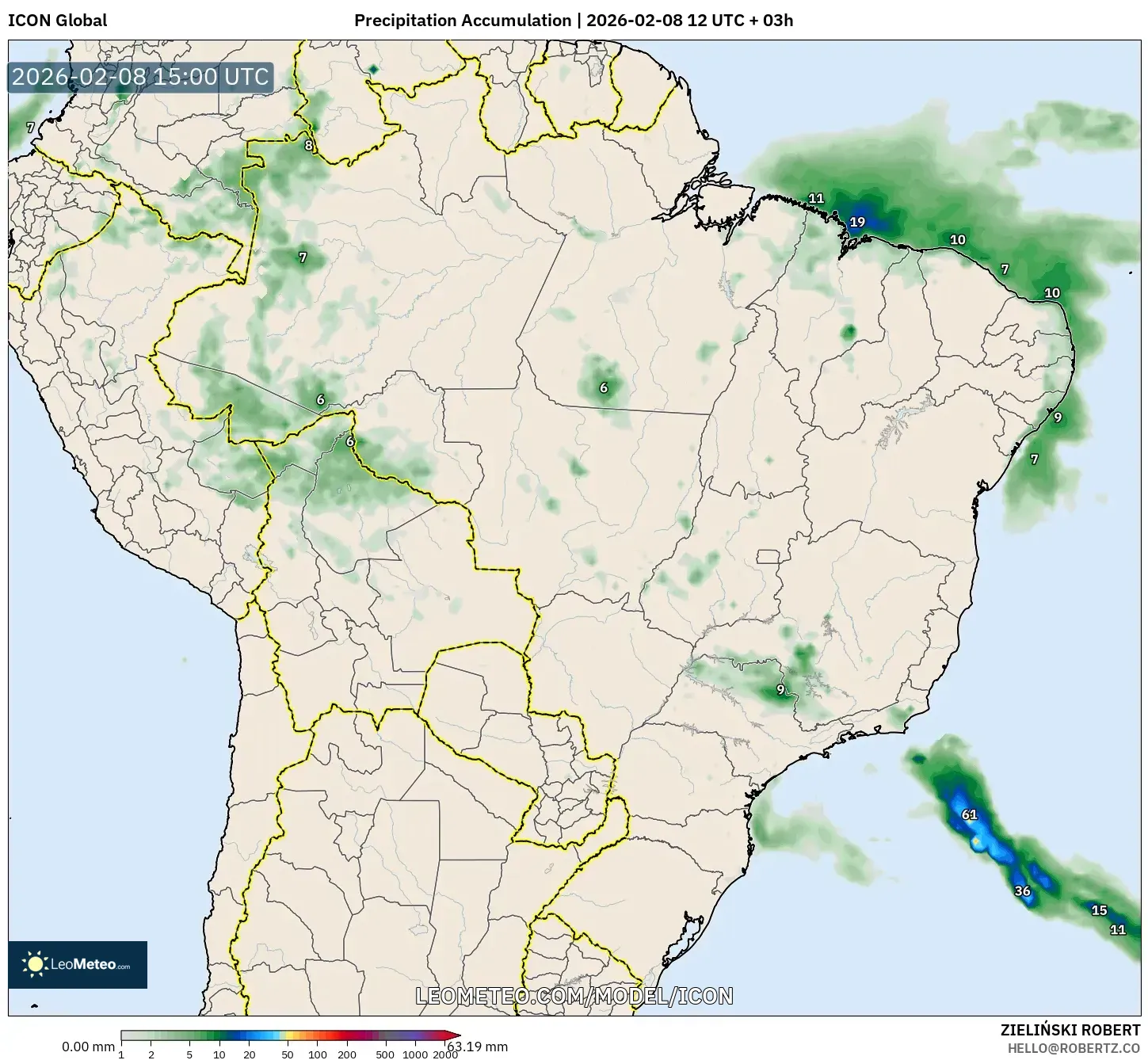 ICON model - Brazil, Precipitation Accumulation