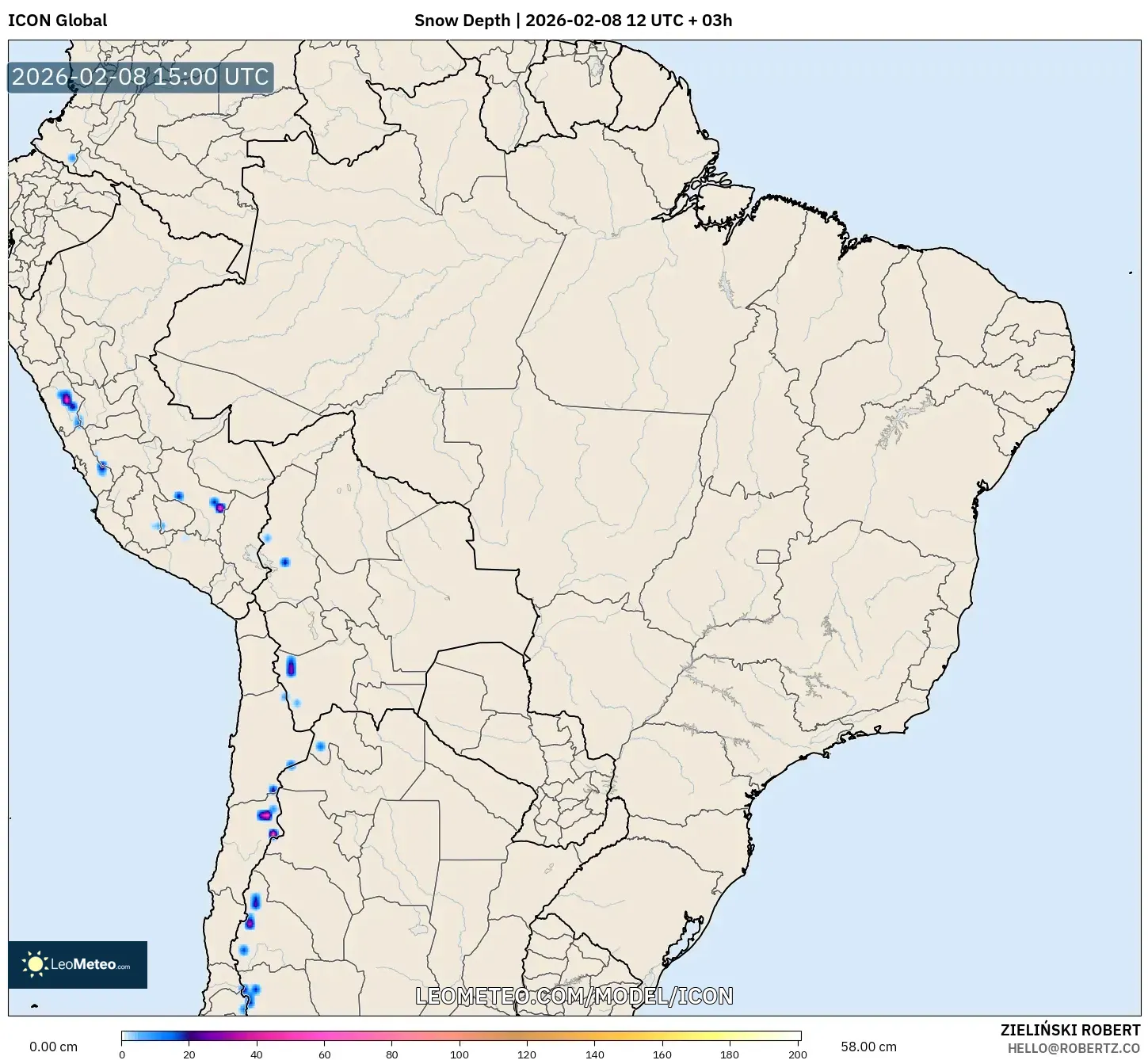 ICON model - Brazil, Snow Depth