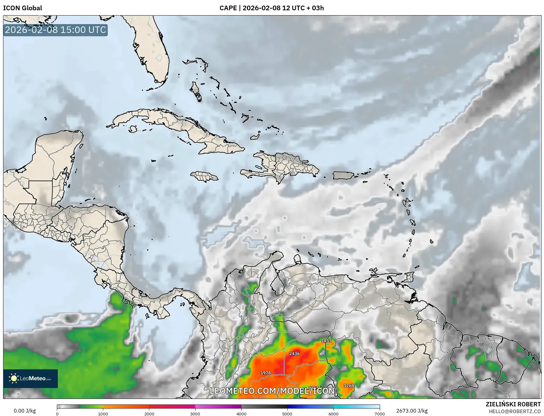 ICON model - Caribbean, CAPE