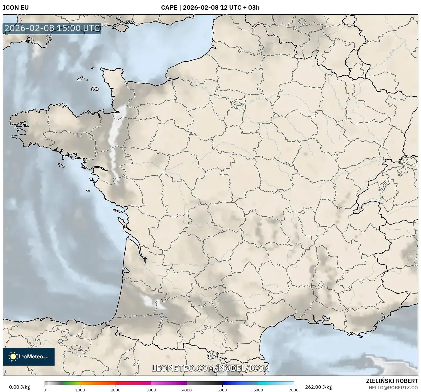 ICON model - France, CAPE