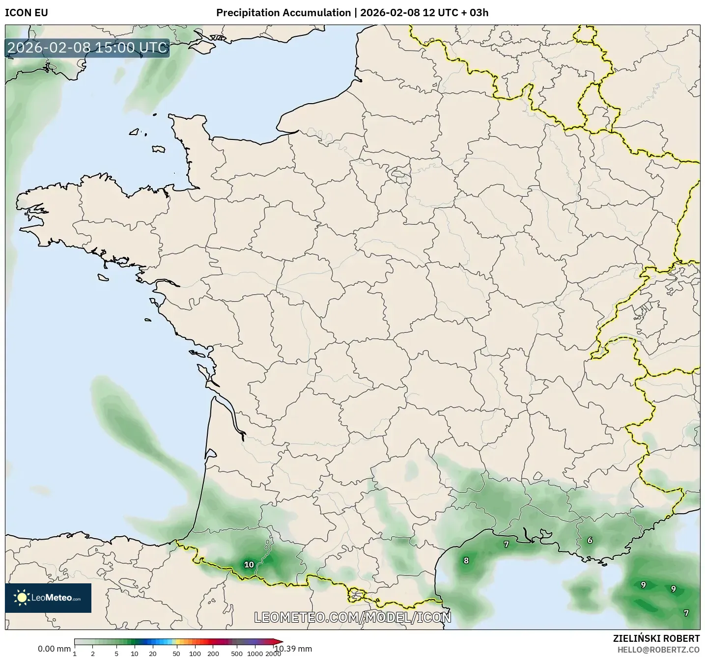 ICON model - France, Precipitation Accumulation