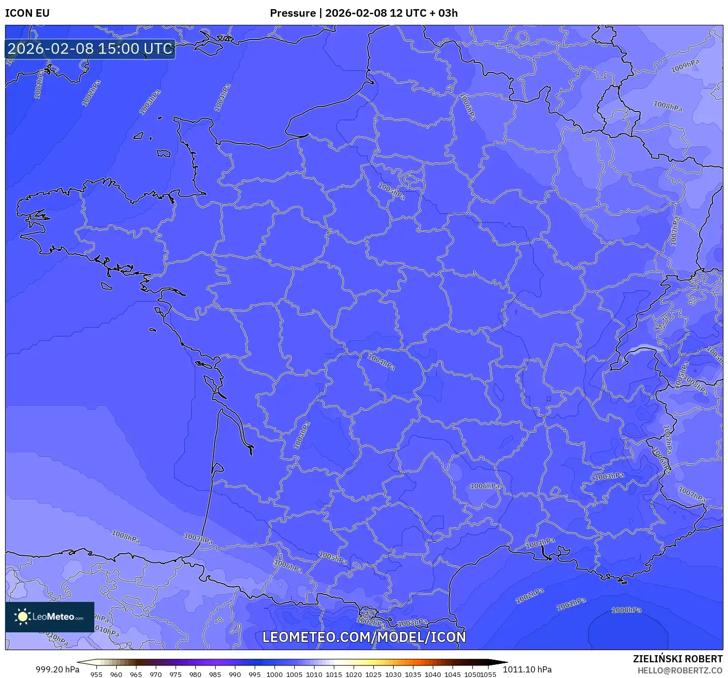 ICON model - France, Pressure