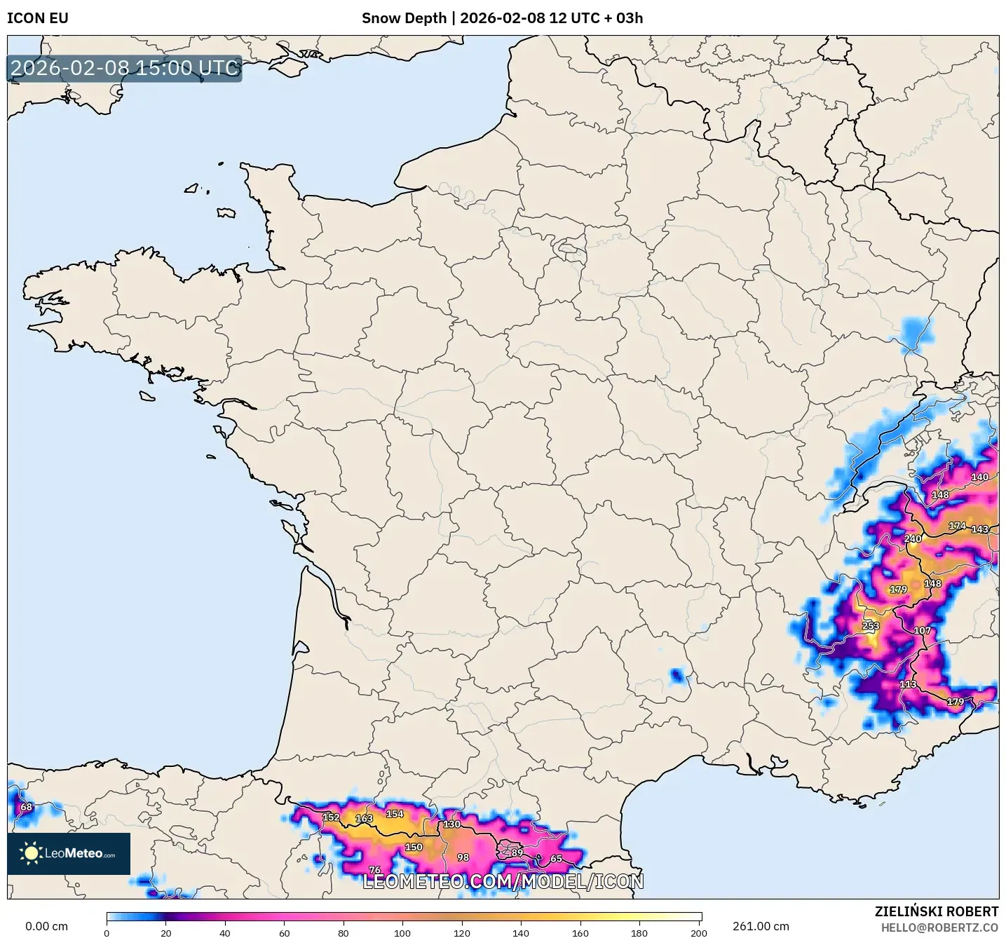 ICON model - France, Snow Depth