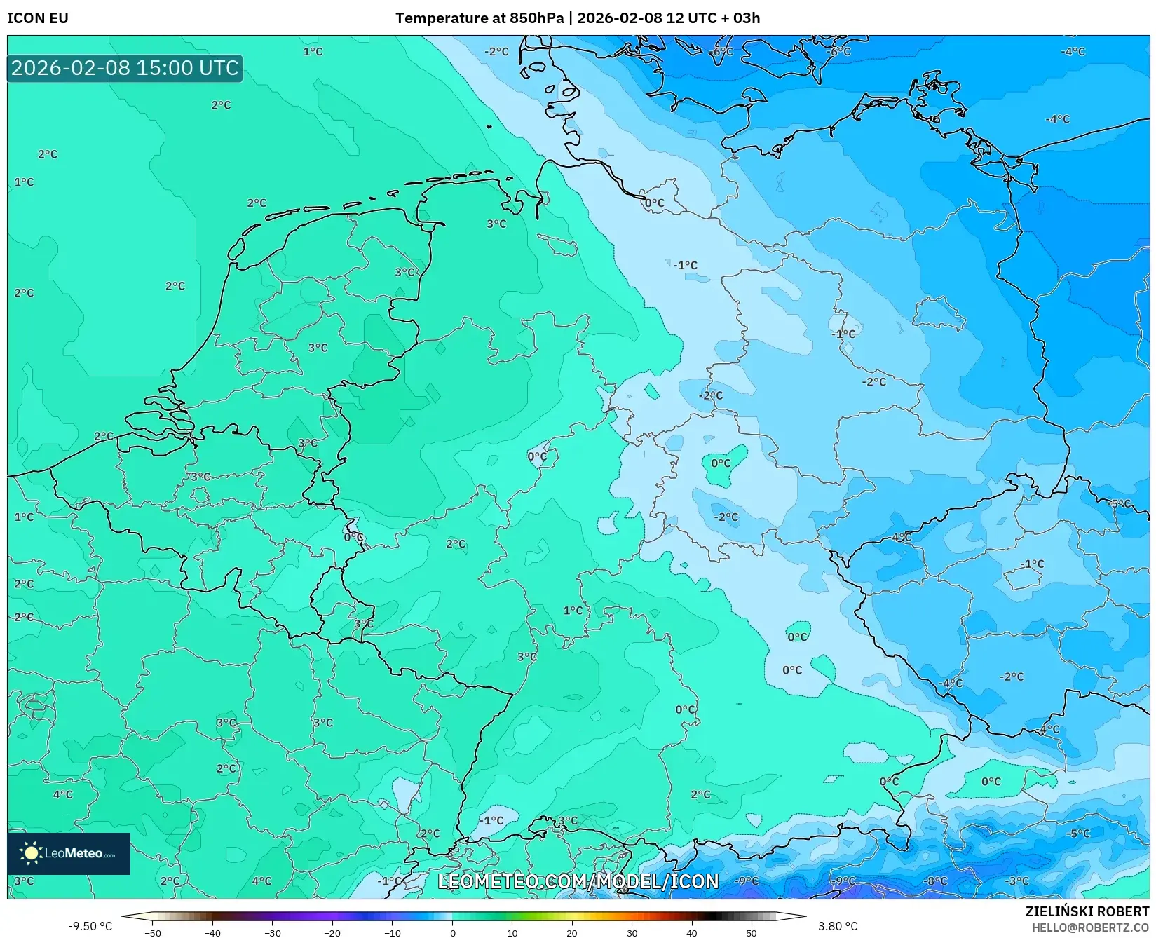 ICON model - Germany, Temperature at 850hPa