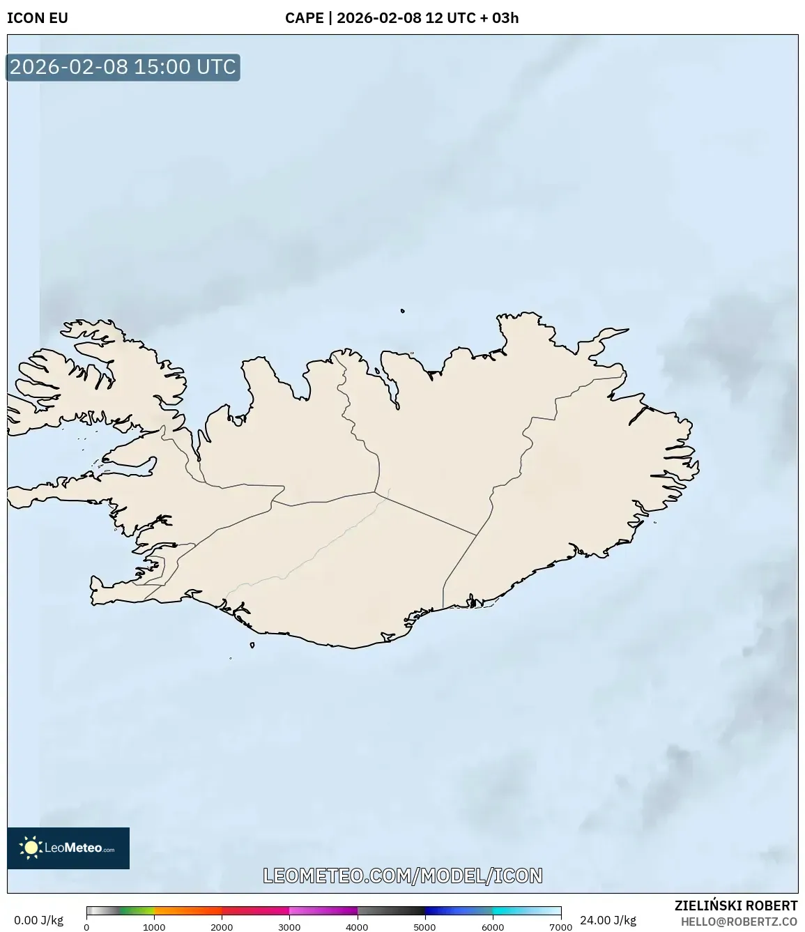 ICON model - Iceland, CAPE