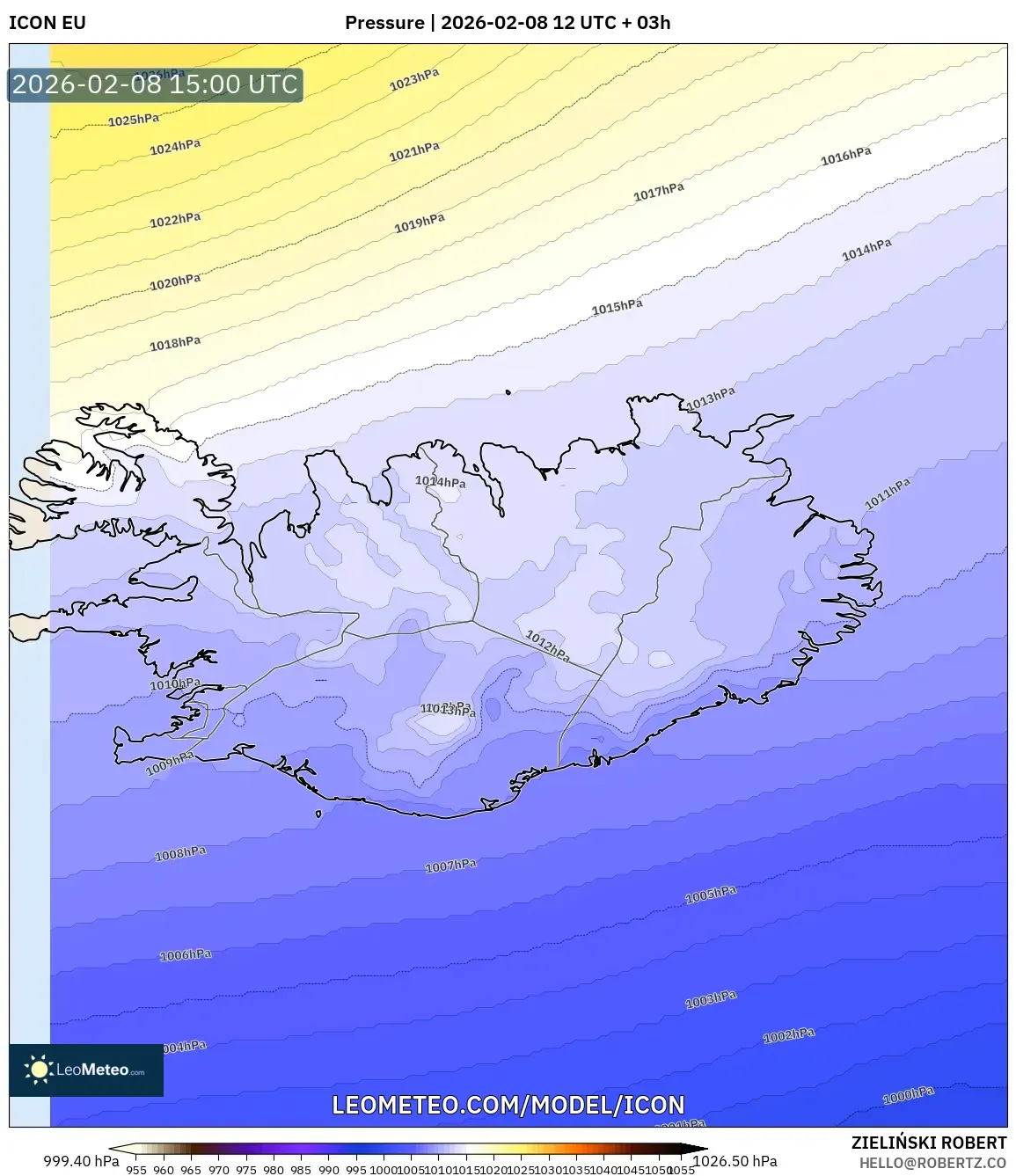ICON model - Iceland, Pressure