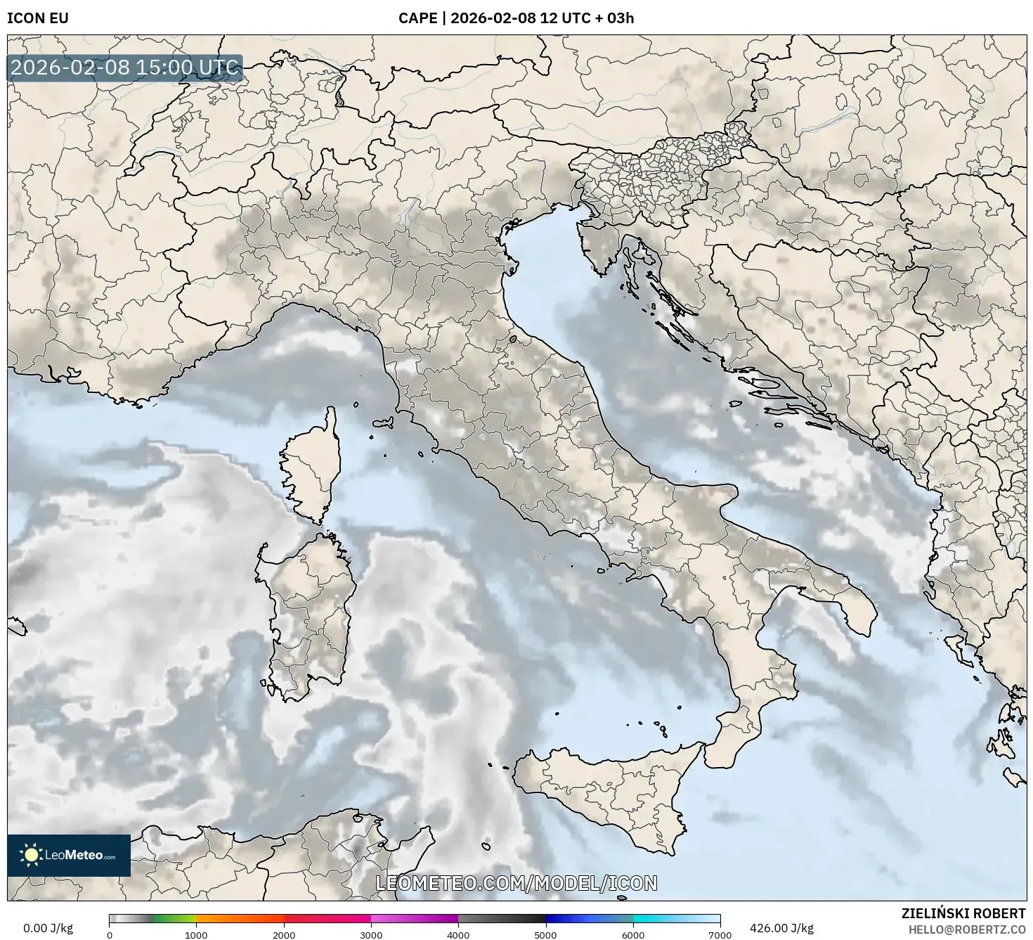 ICON model - Italy, CAPE