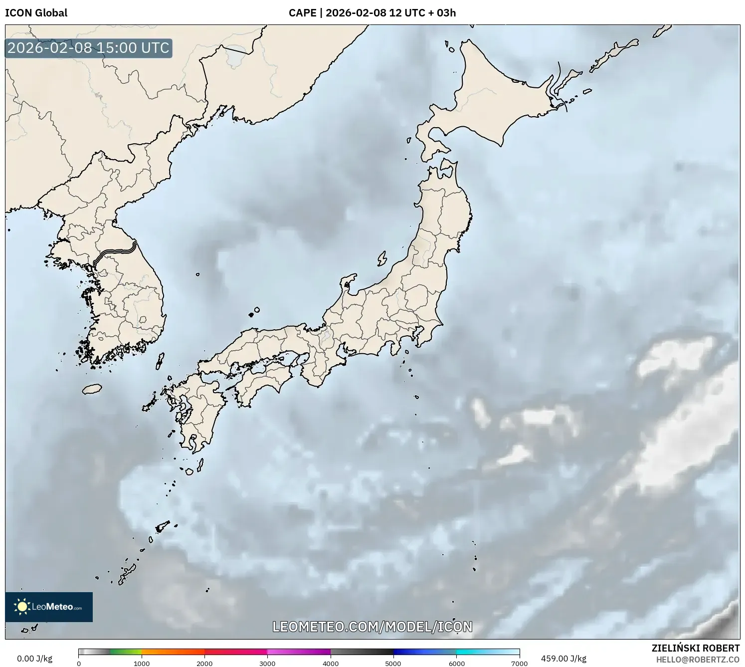 ICON model - Japan, CAPE