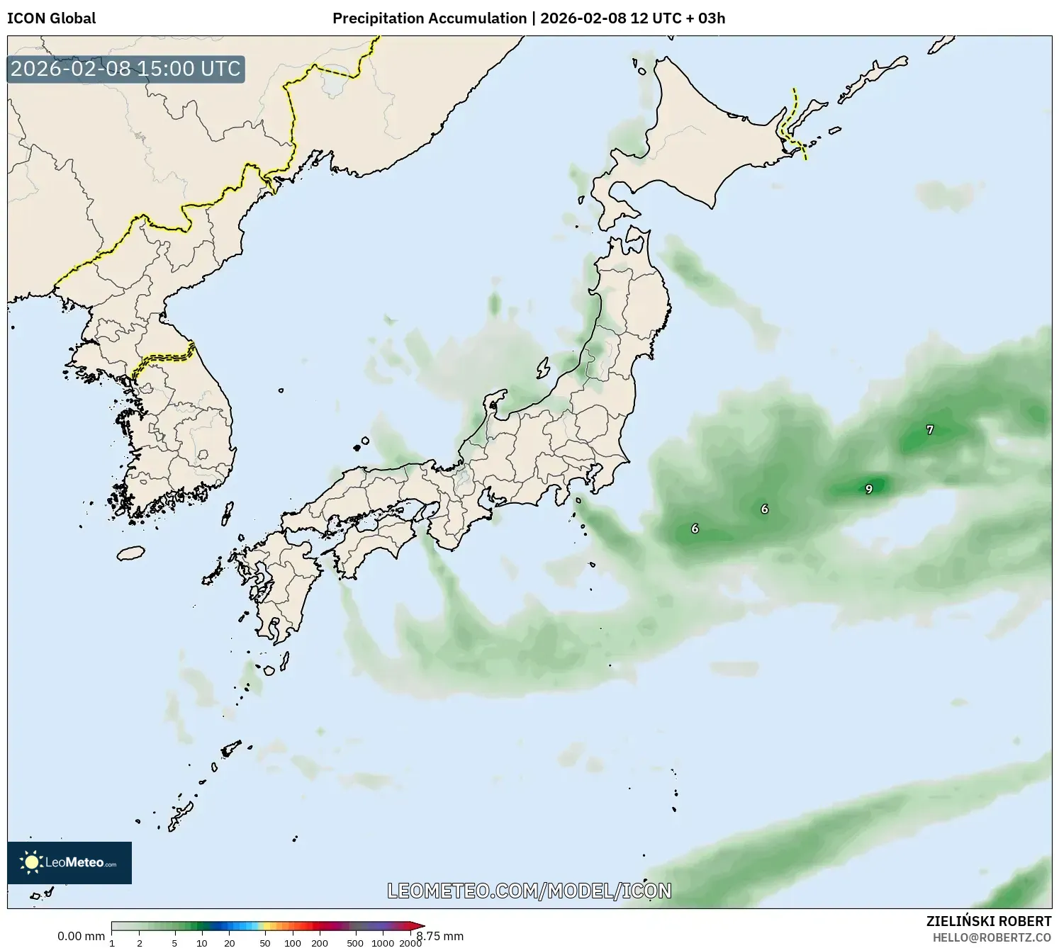 ICON model - Japan, Precipitation Accumulation