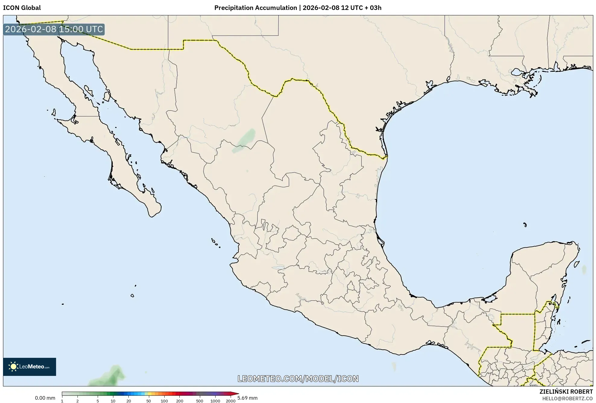ICON model - Mexico, Precipitation Accumulation