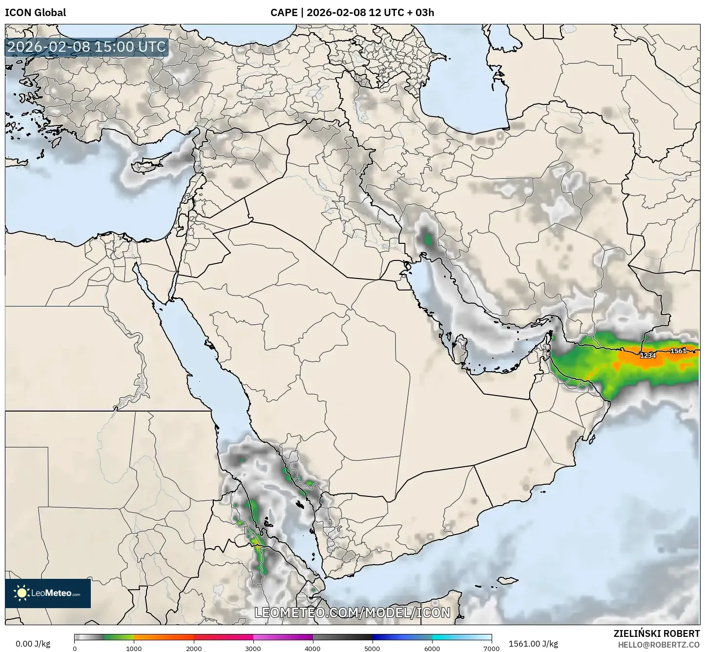 ICON model - Timur Tengah, CAPE