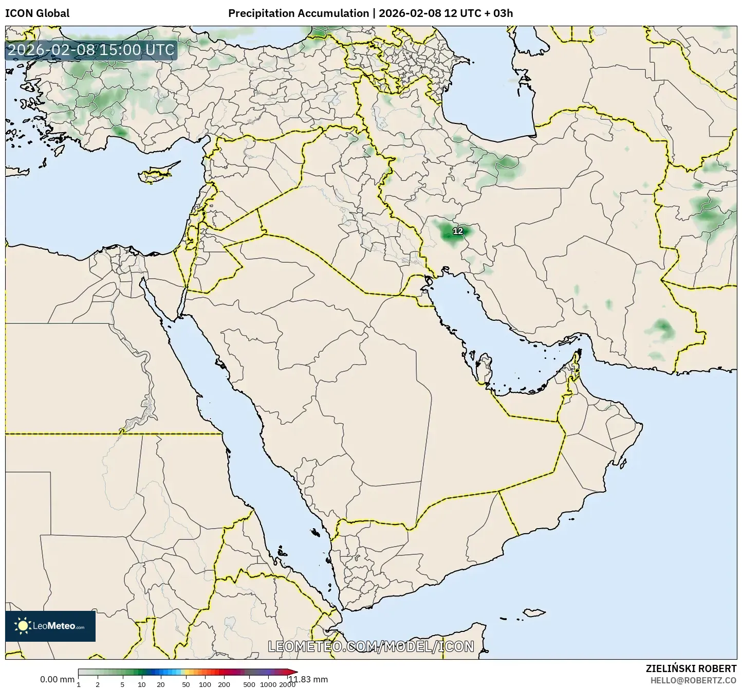 ICON model - Middle East, Precipitation Accumulation