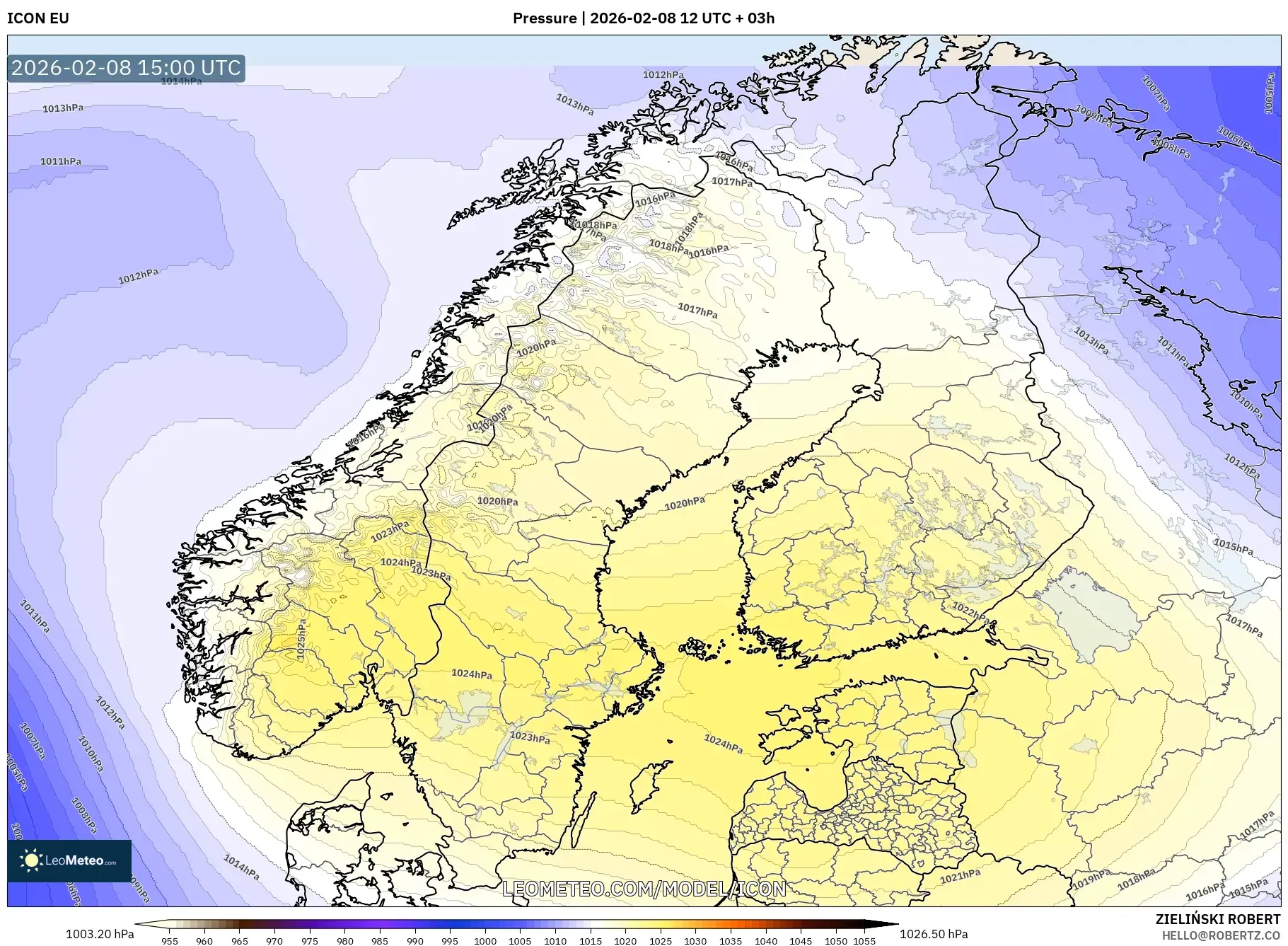 ICON model - Scandinavia, Pressure
