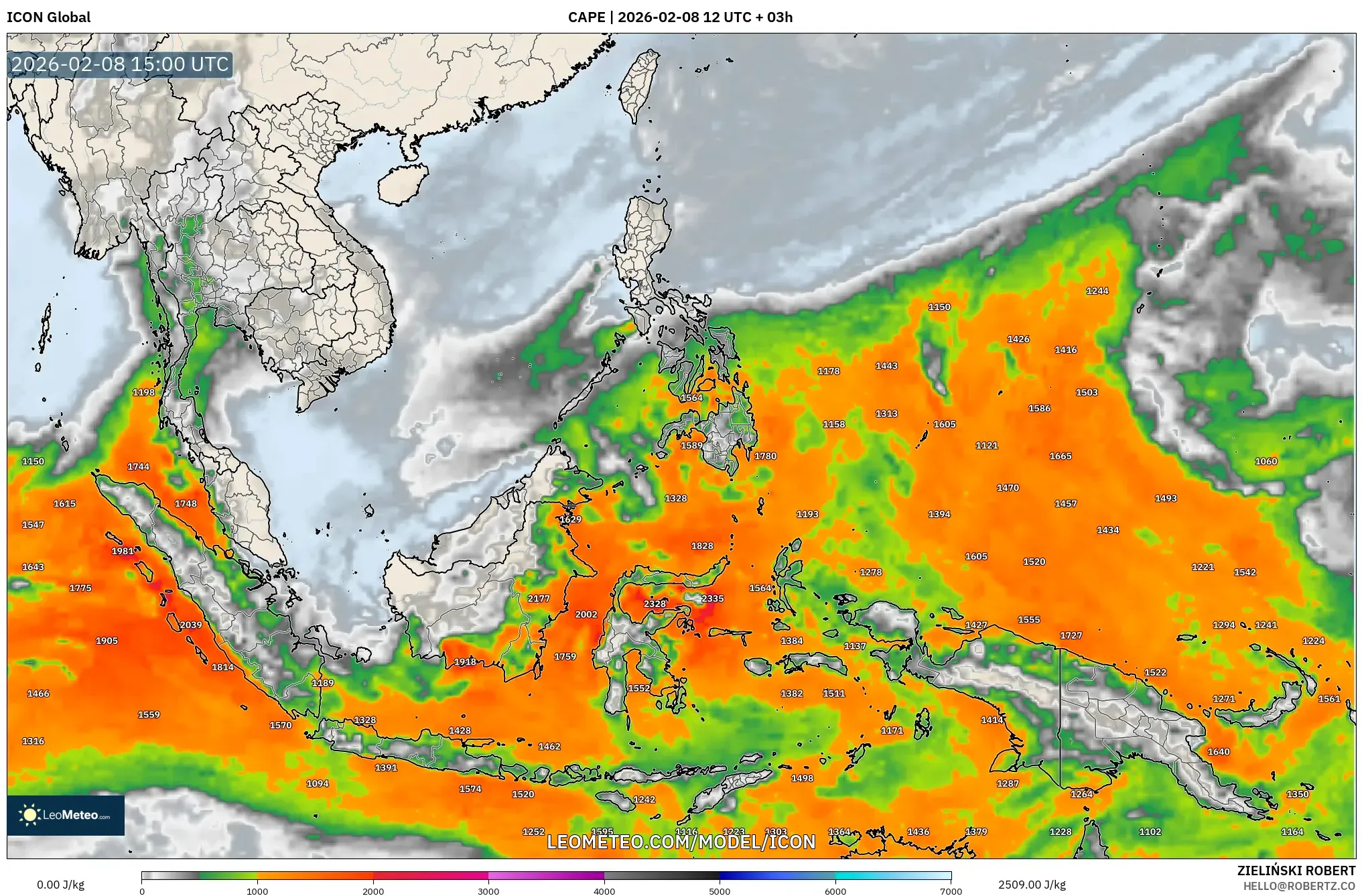 ICON model - South East Asia, CAPE