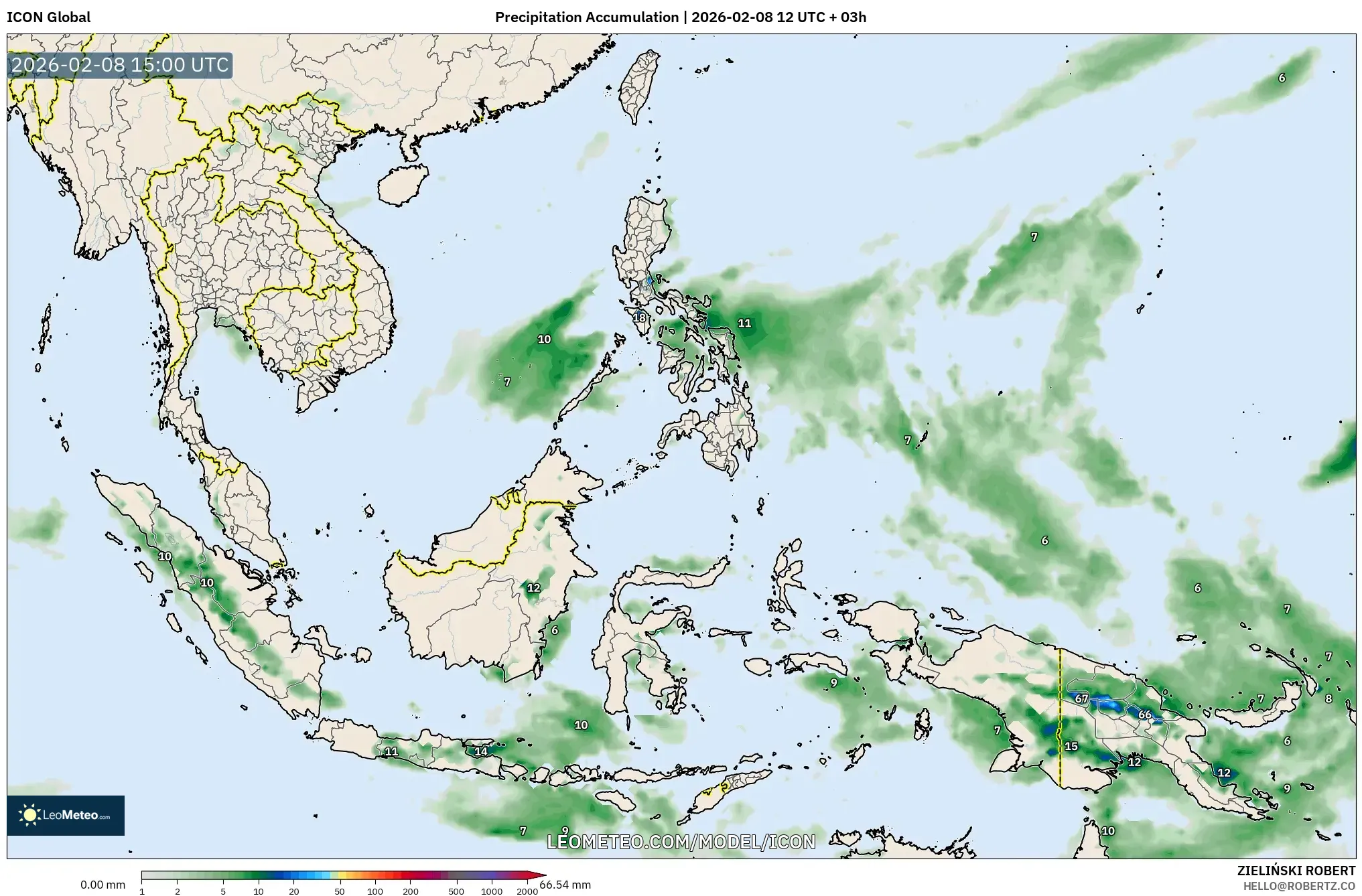 ICON model - South East Asia, Precipitation Accumulation