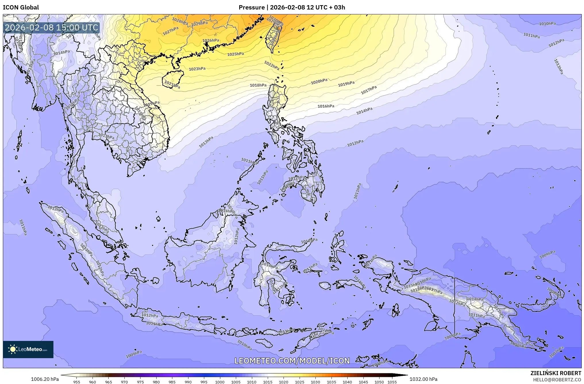 ICON model - South East Asia, Pressure