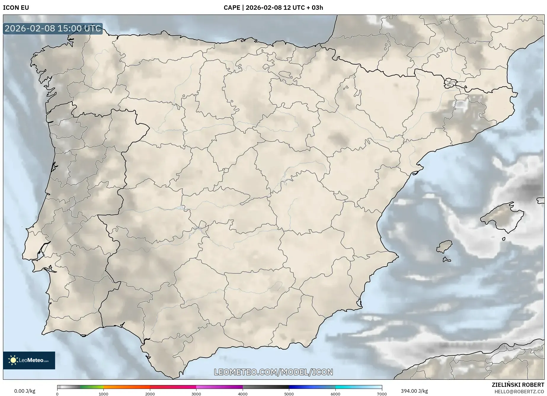 ICON model - Spain, CAPE