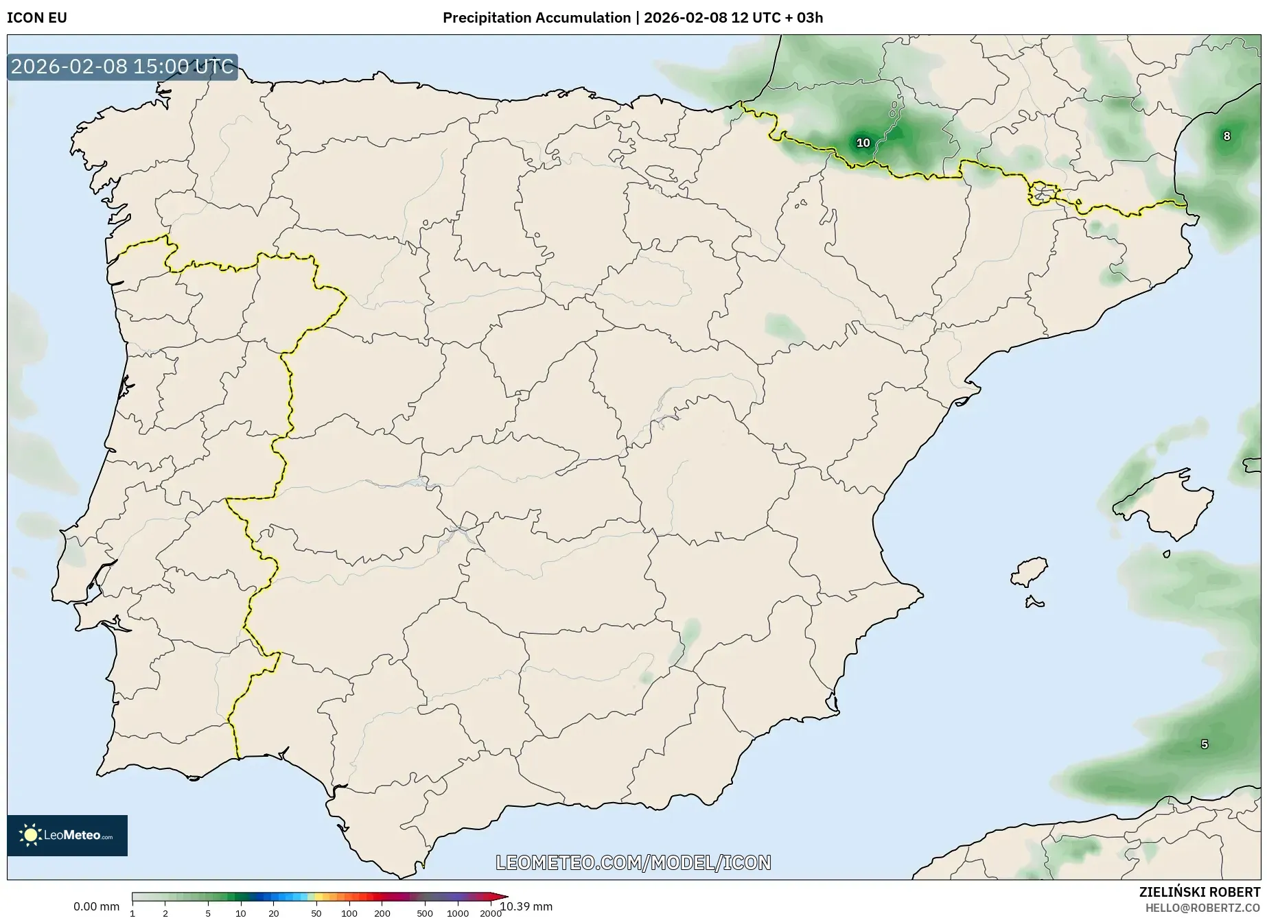 ICON model - Spain, Precipitation Accumulation