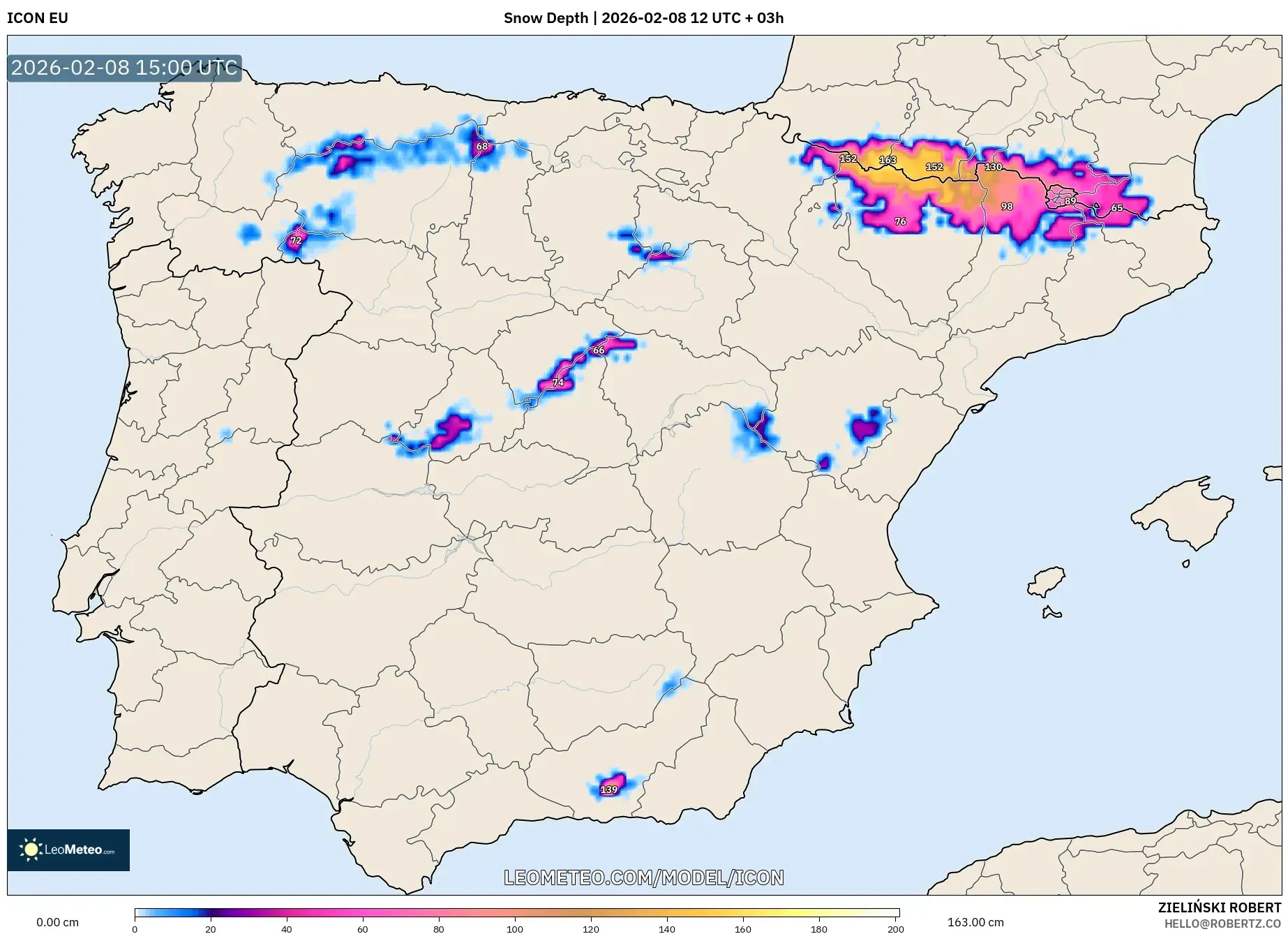 ICON model - Spain, Snow Depth
