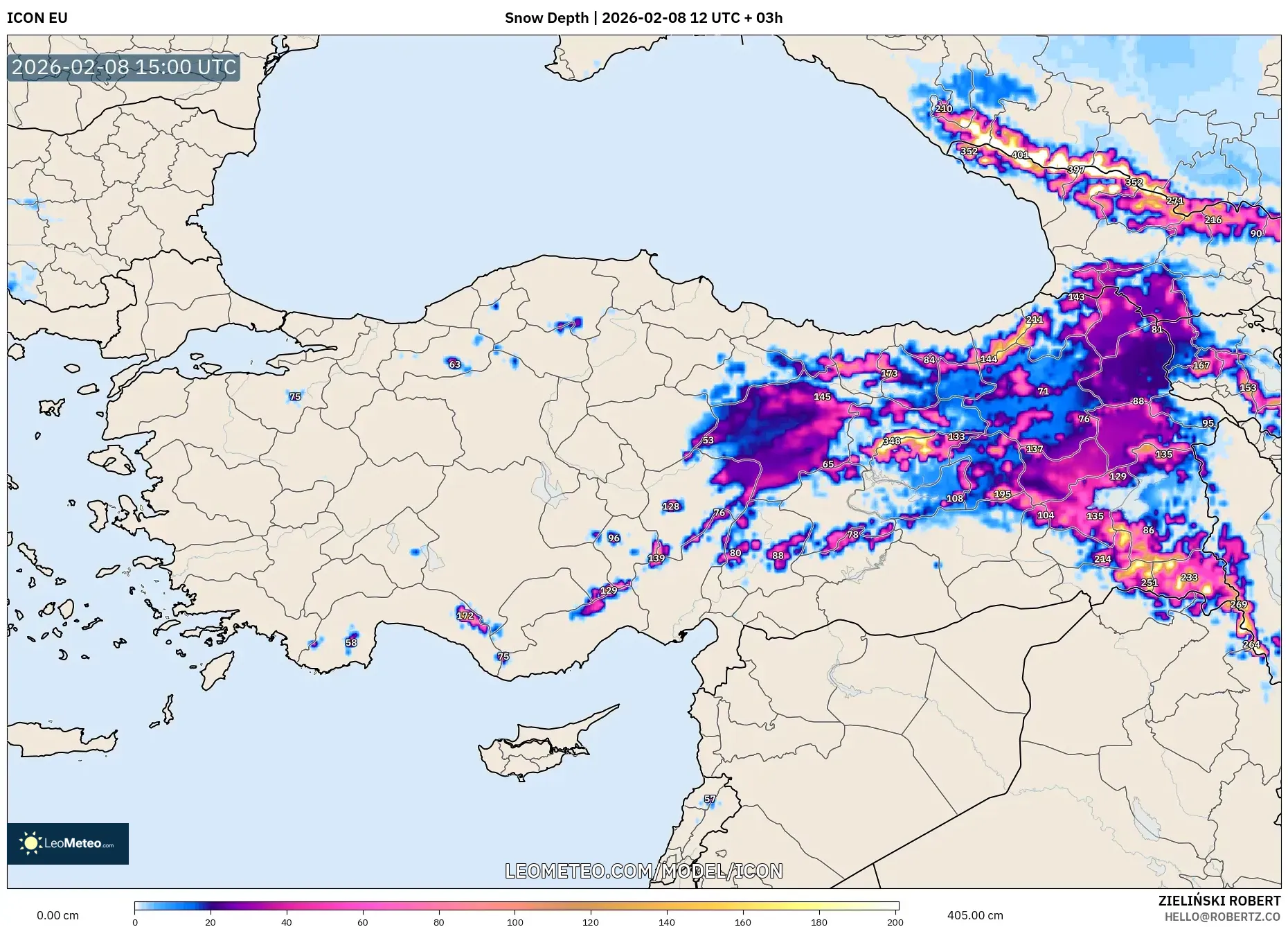 ICON model - Turkey, Snow Depth