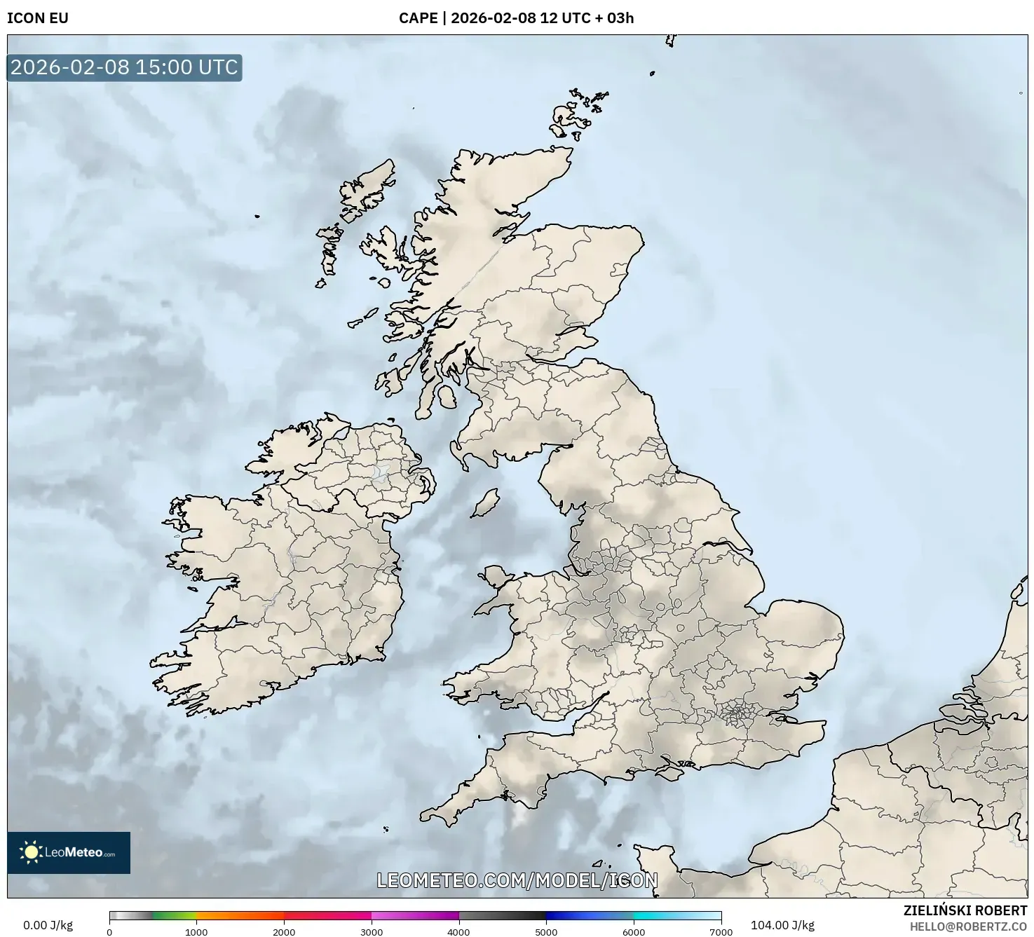 ICON model - Britania Raya, CAPE