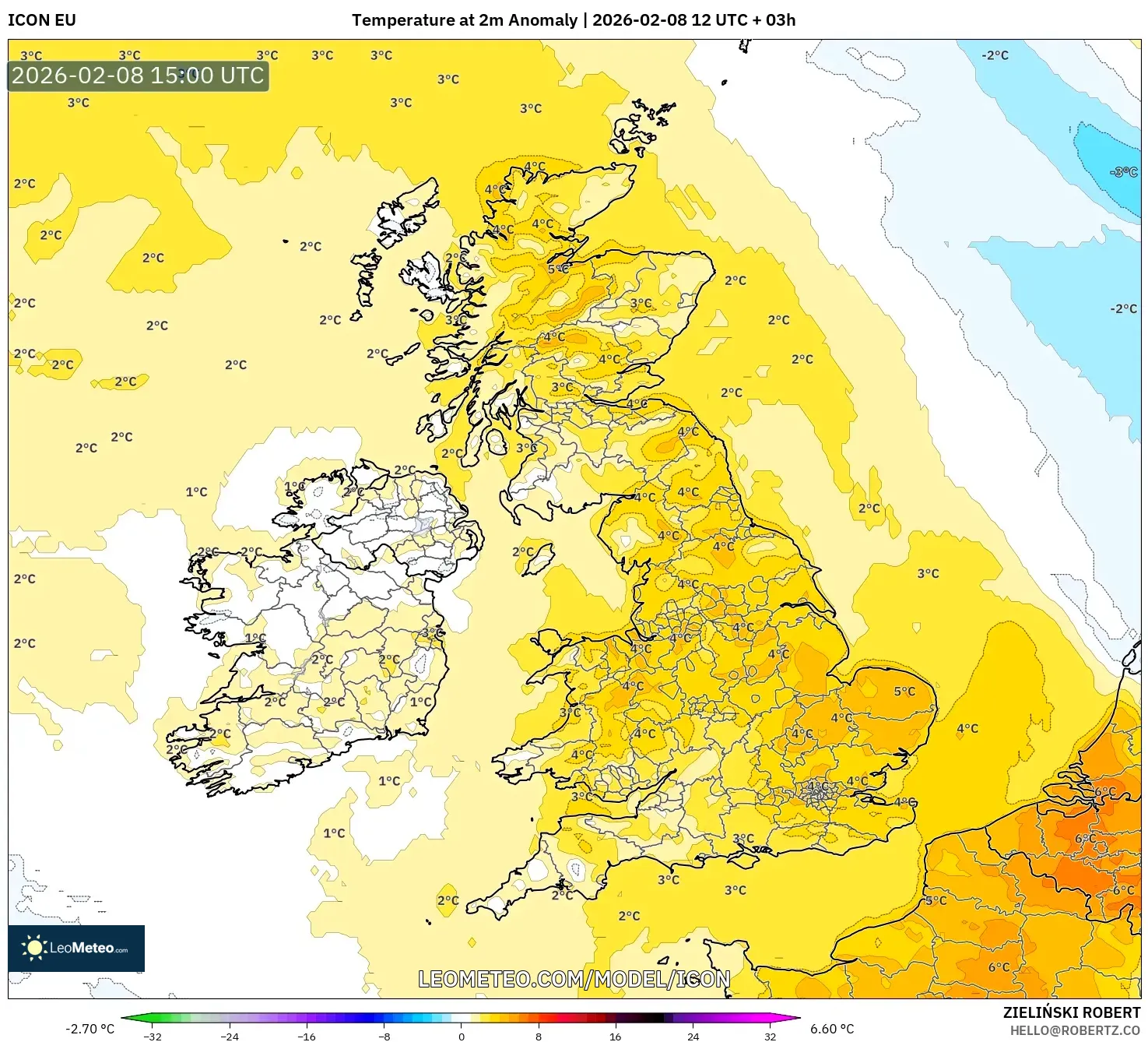 ICON model - Britania Raya, Anomali Suhu 2 m
