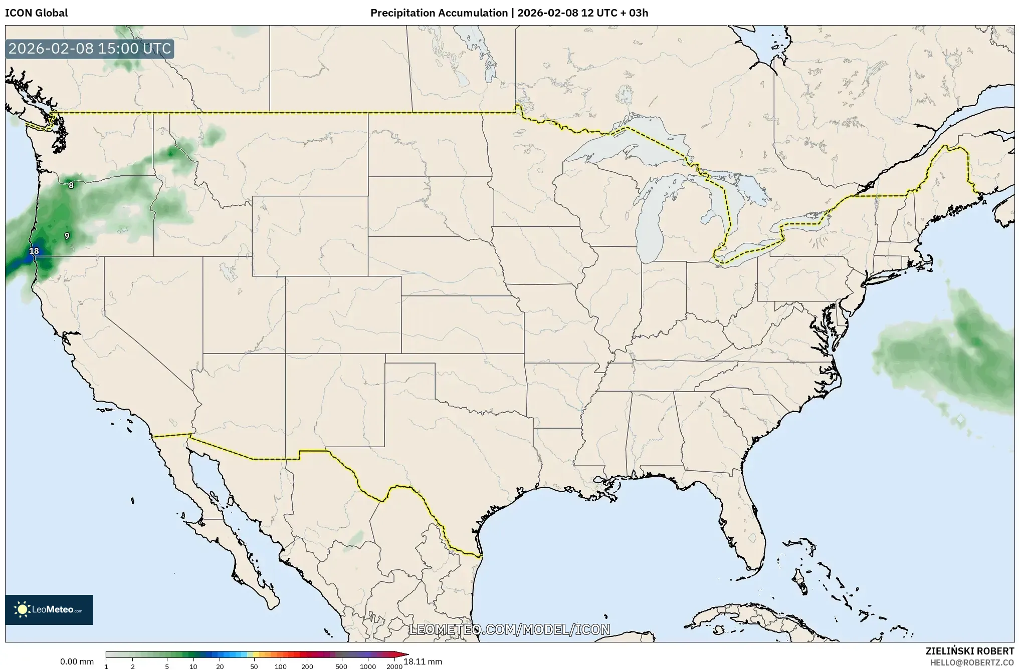 ICON model - United States, Precipitation Accumulation