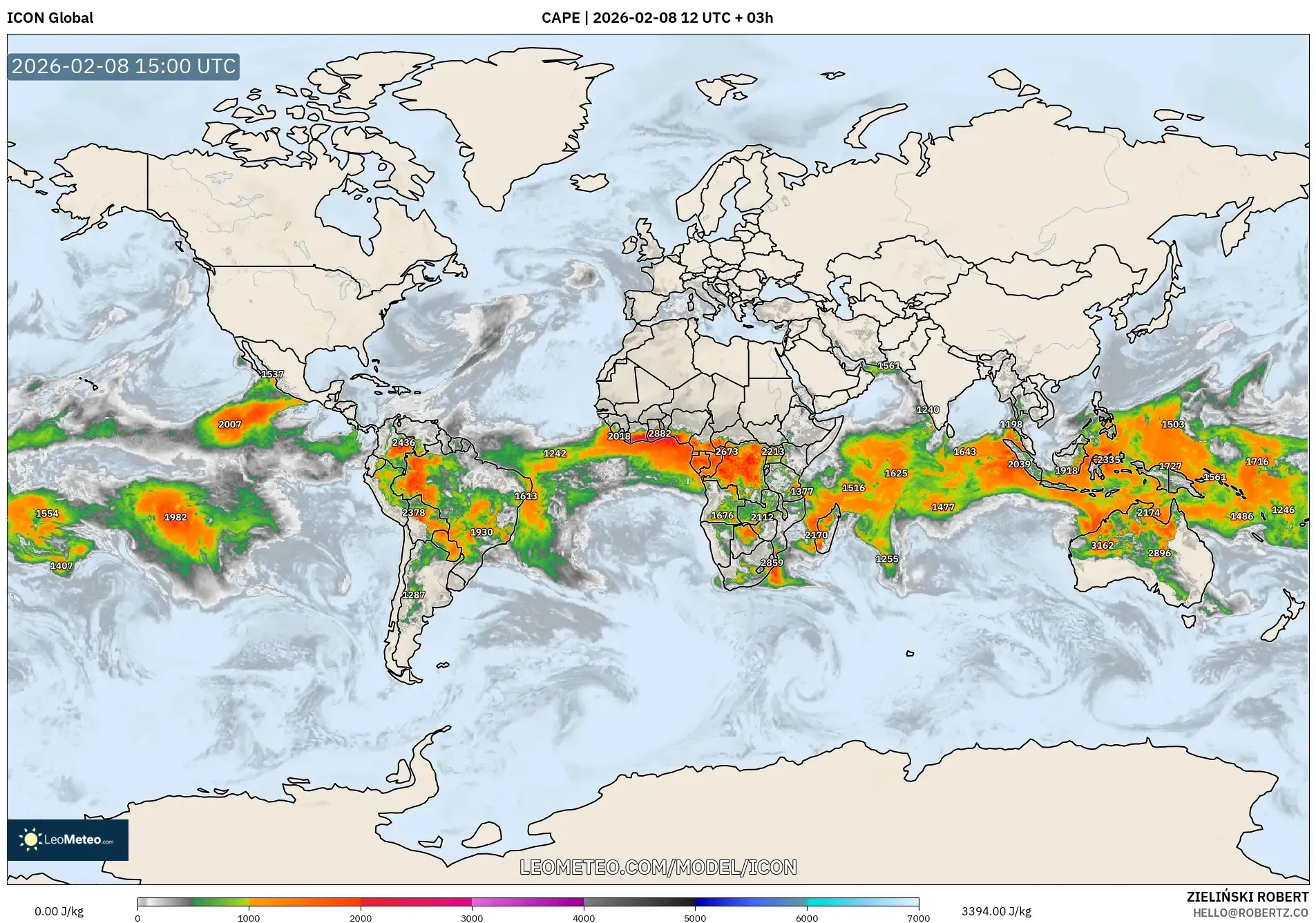 ICON model - Dunia, CAPE
