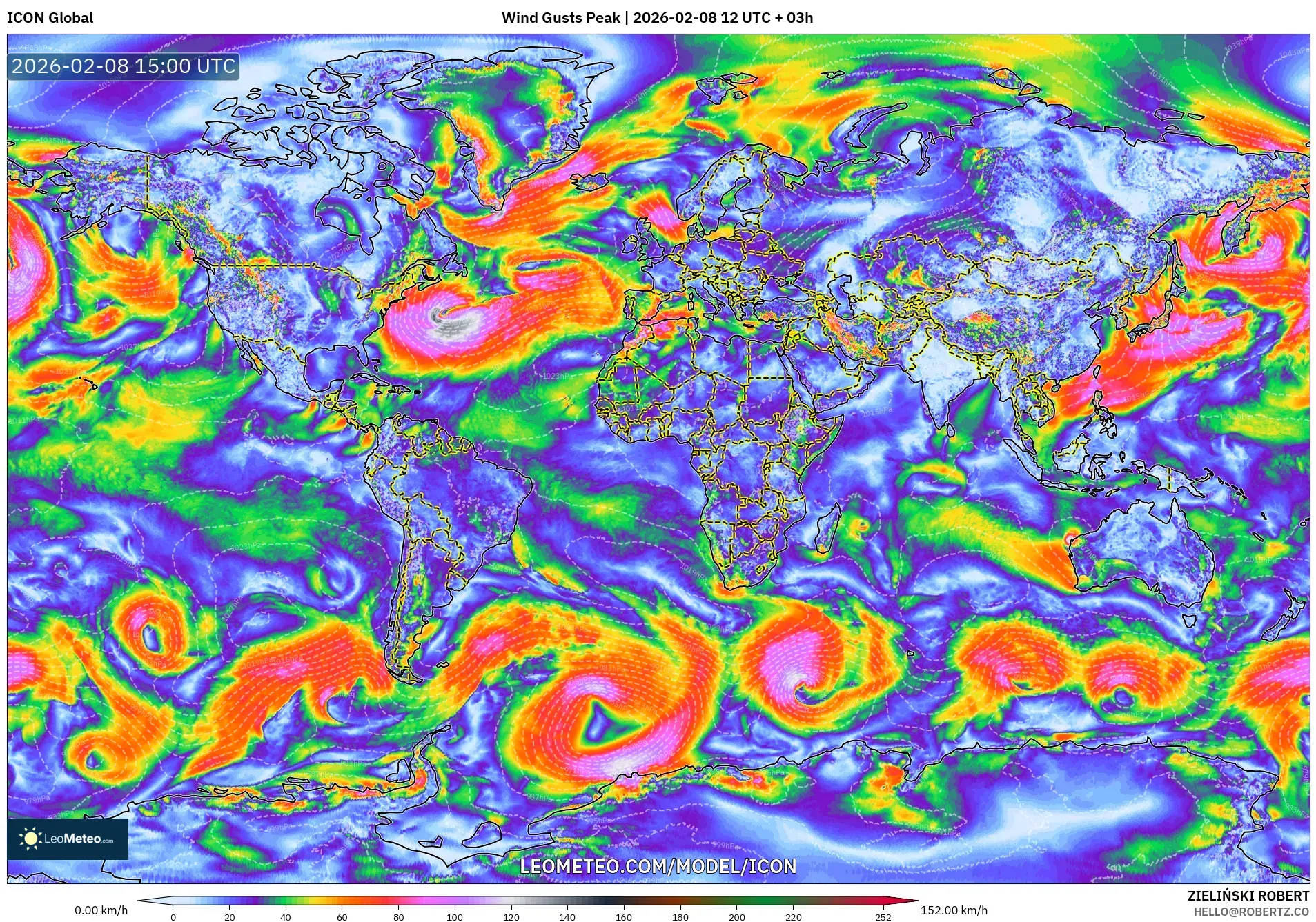ICON model - Dunia, Puncak Hembusan