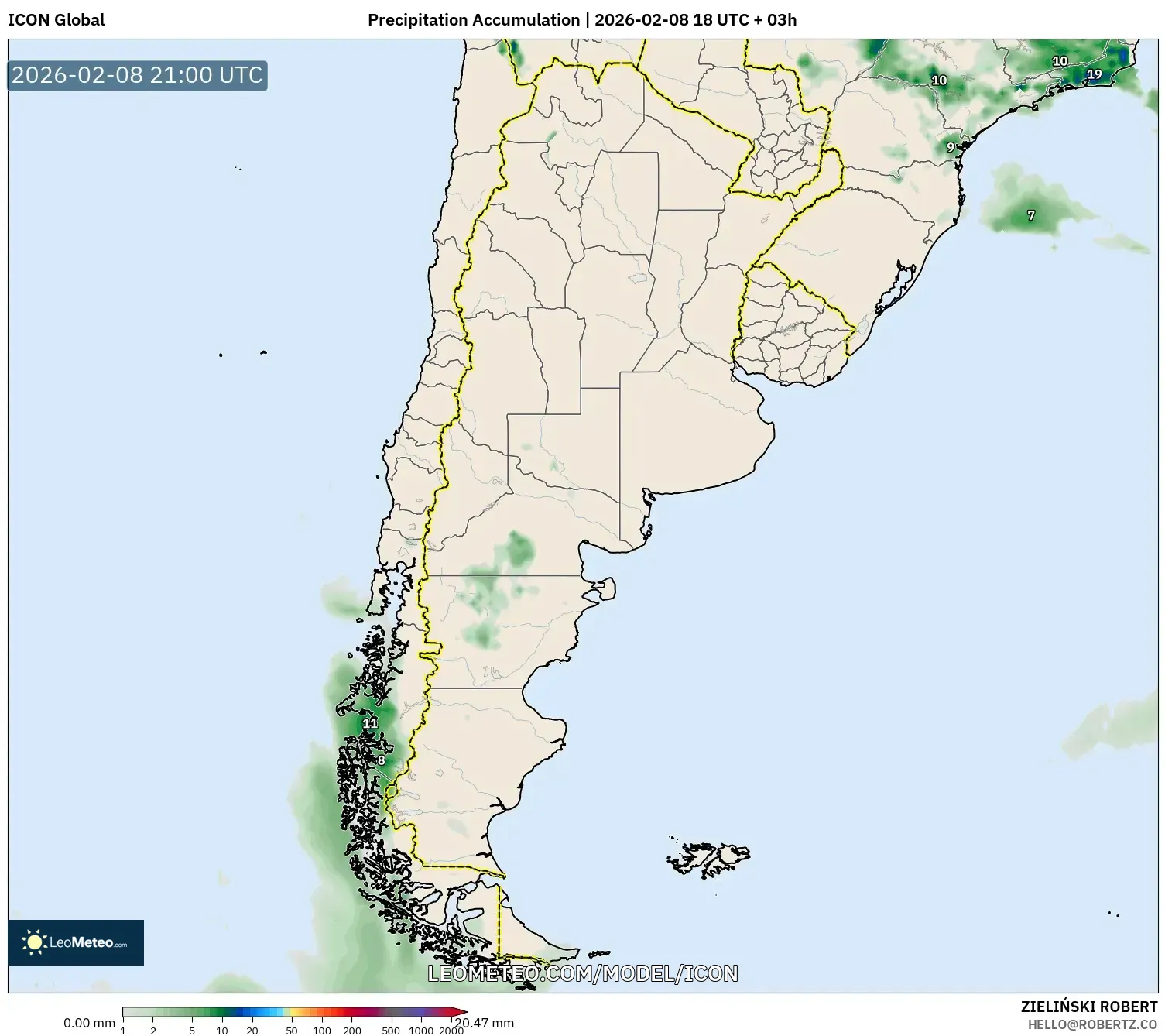 ICON model - Argentina, Precipitation Accumulation