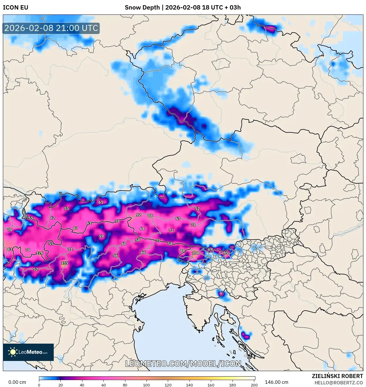 ICON model - Austria, Snow Depth