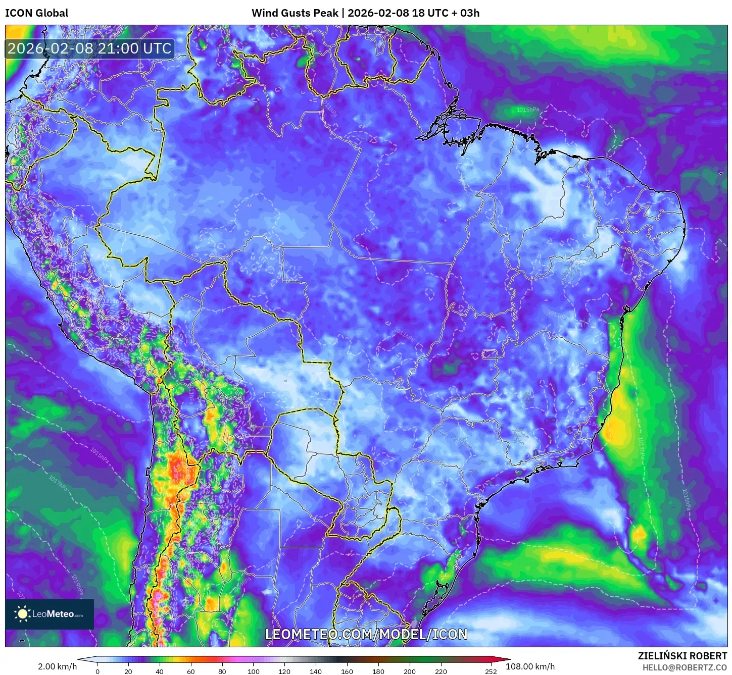 ICON model - Brasil, Puncak Hembusan