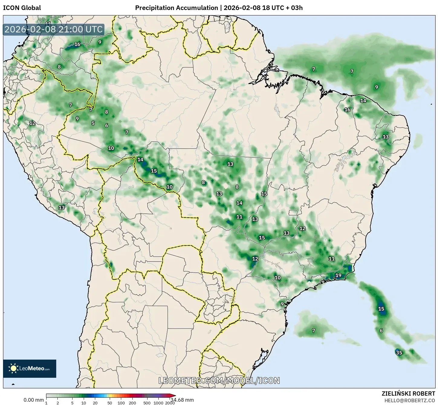 ICON model - Brazil, Precipitation Accumulation