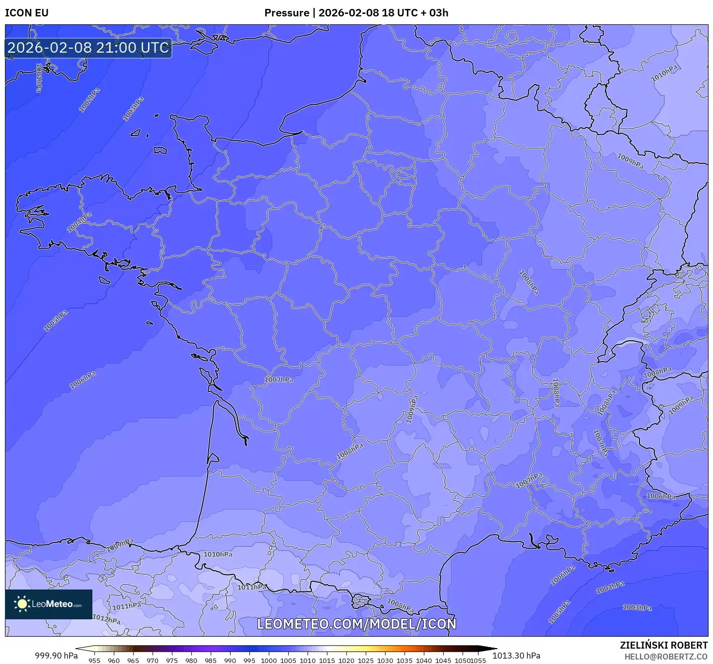 ICON model - France, Pressure