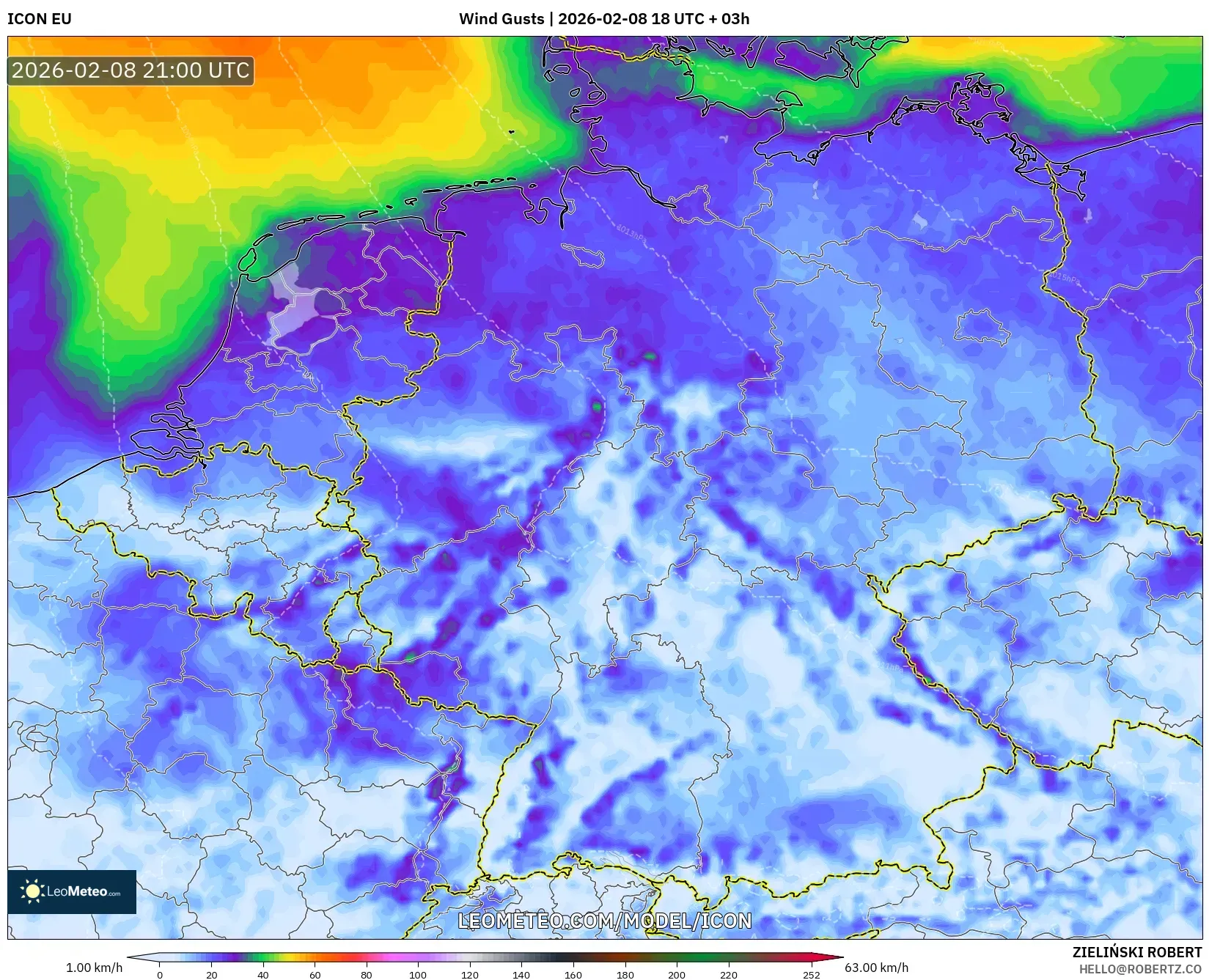 ICON model - Germany, Wind Gusts